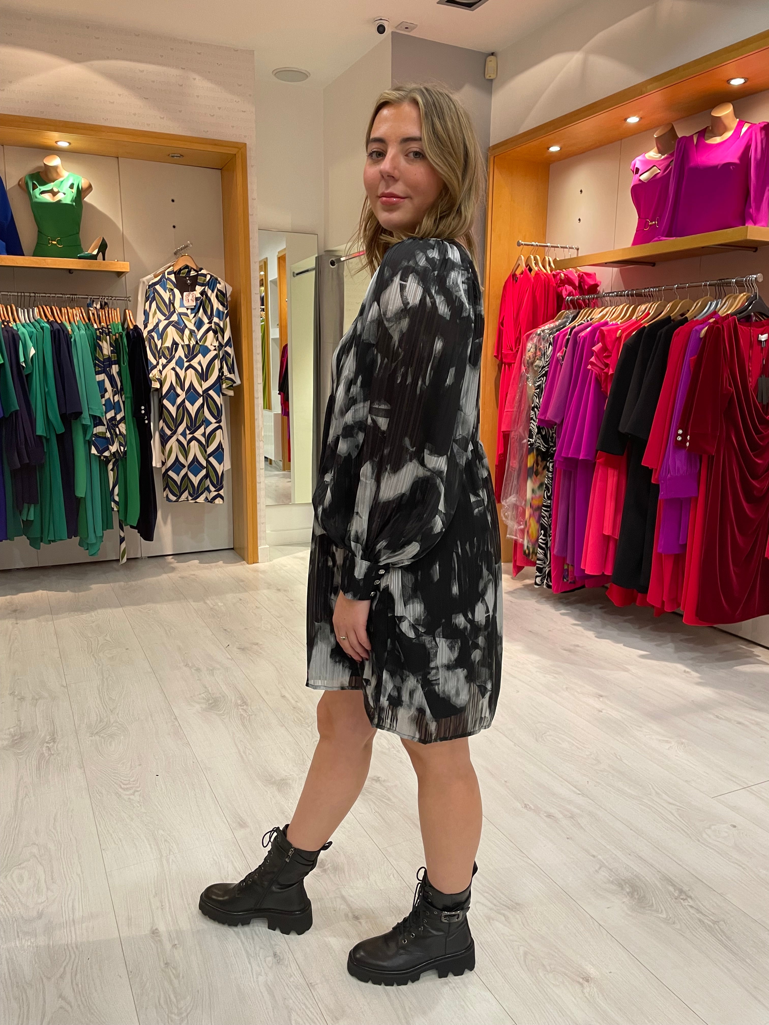 Kaffe Black Print Dress