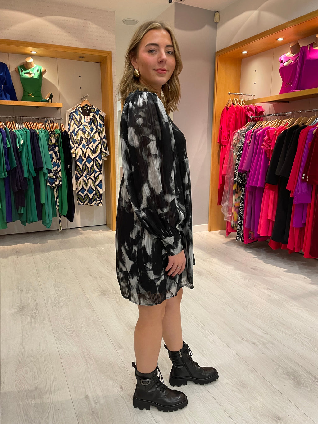Kaffe Black Print Dress