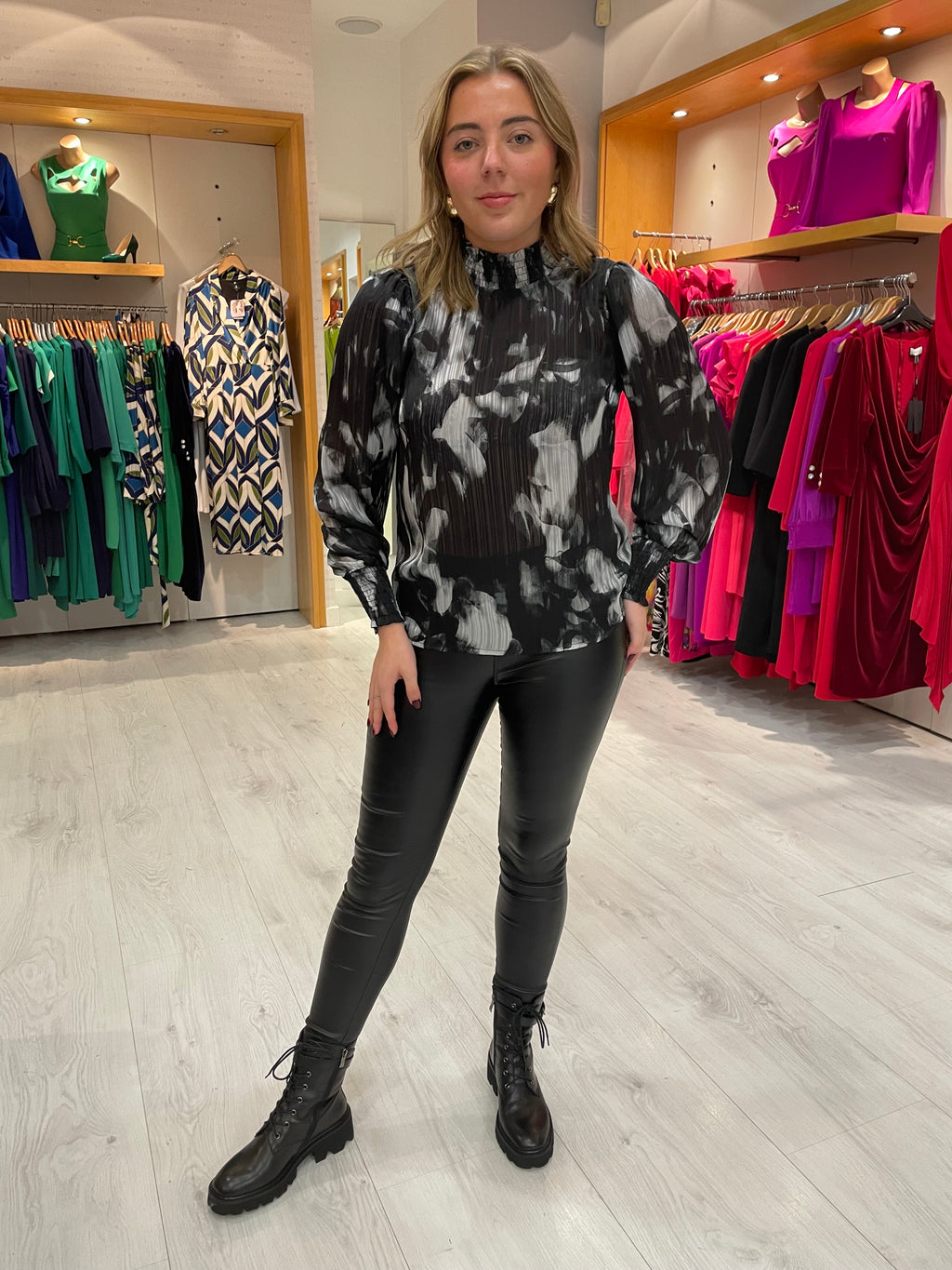 Kaffe Black Print Blouse