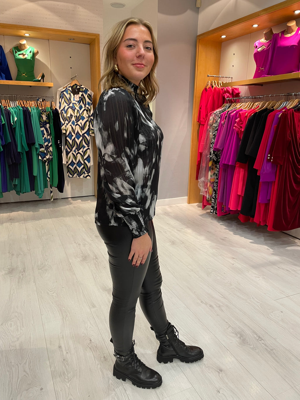 Kaffe Black Print Blouse