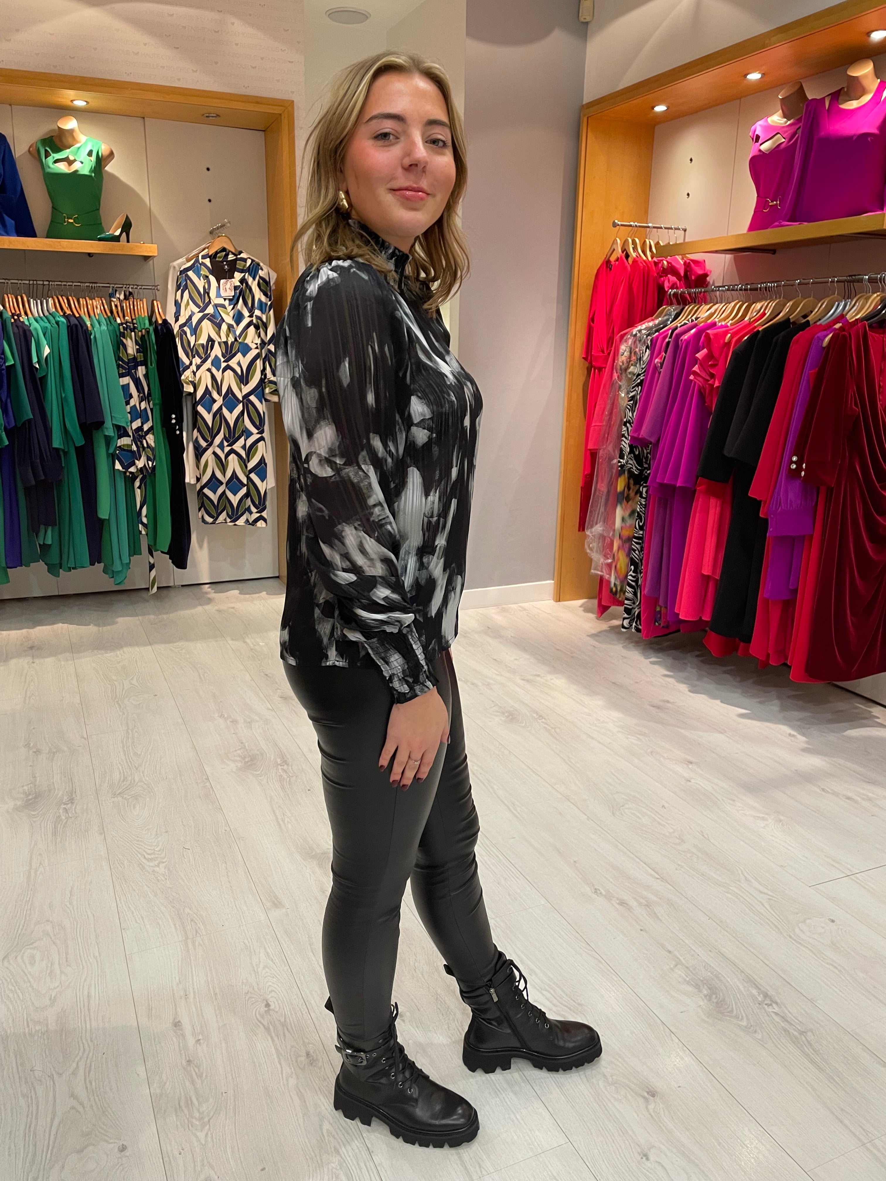 Kaffe Black Print Blouse
