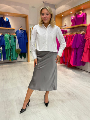 Kaffe Grey Satin Skirt