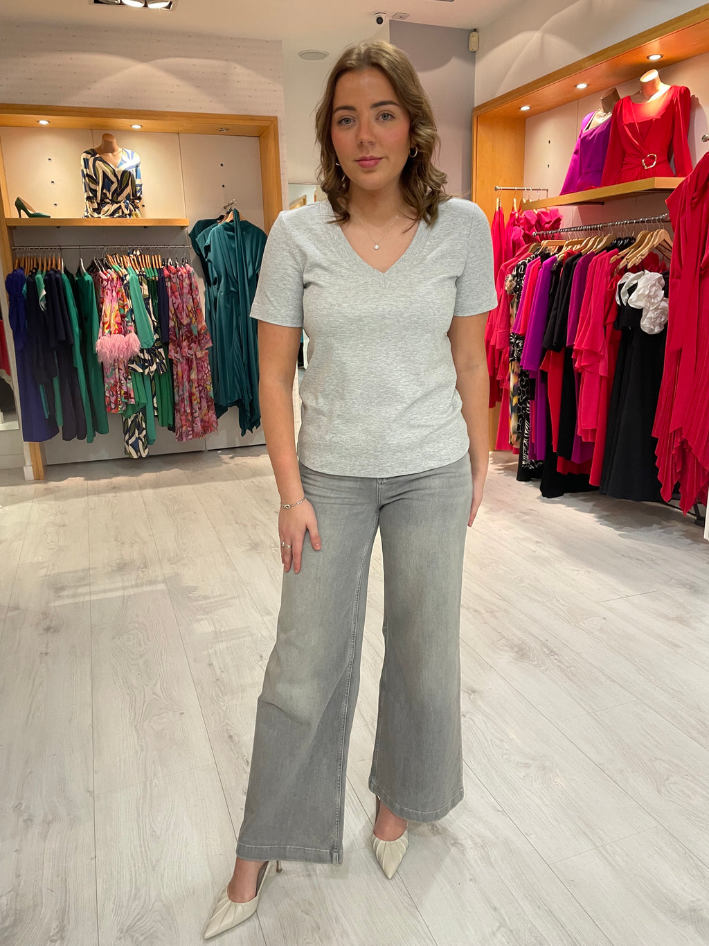 Yaya Grey V-Neck T-Shirt