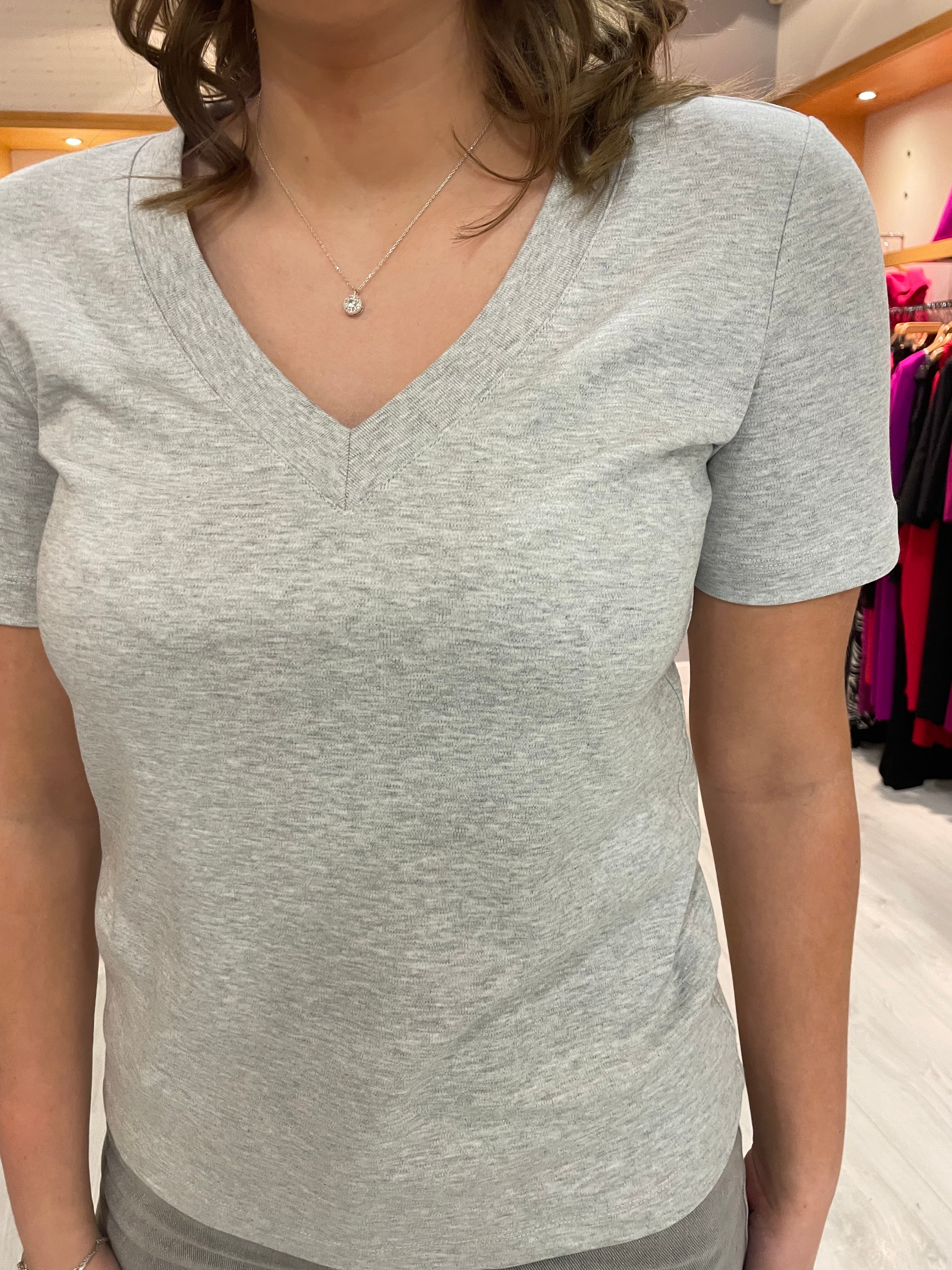 Yaya Grey V-Neck T-Shirt