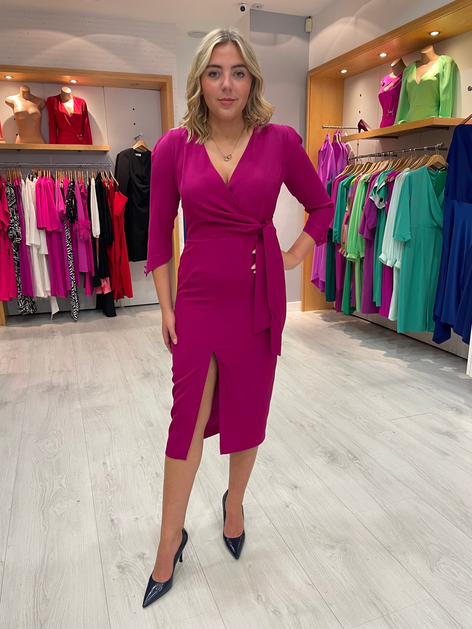 ICar & Candela Fuscia Tie Dress