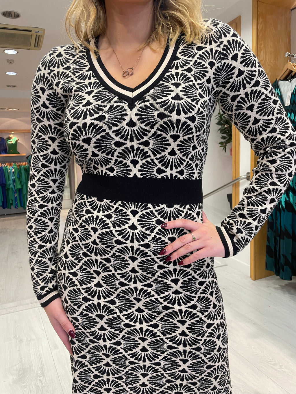 Smashed Lemon Black and White Knit Dress