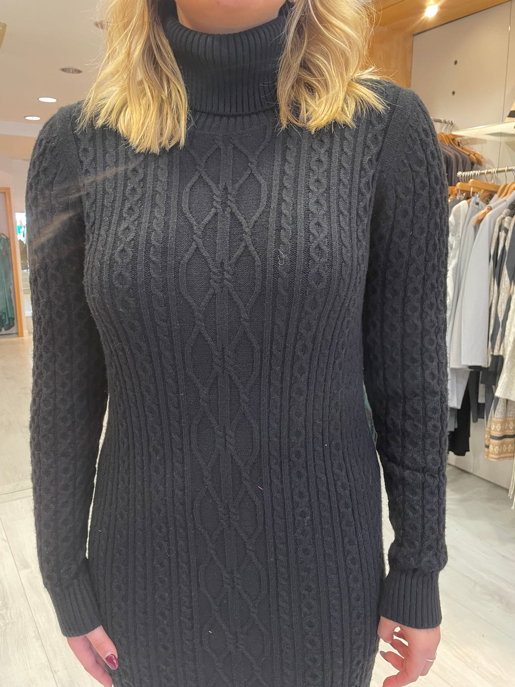 Smashed Lemon Black Polo Neck Dress