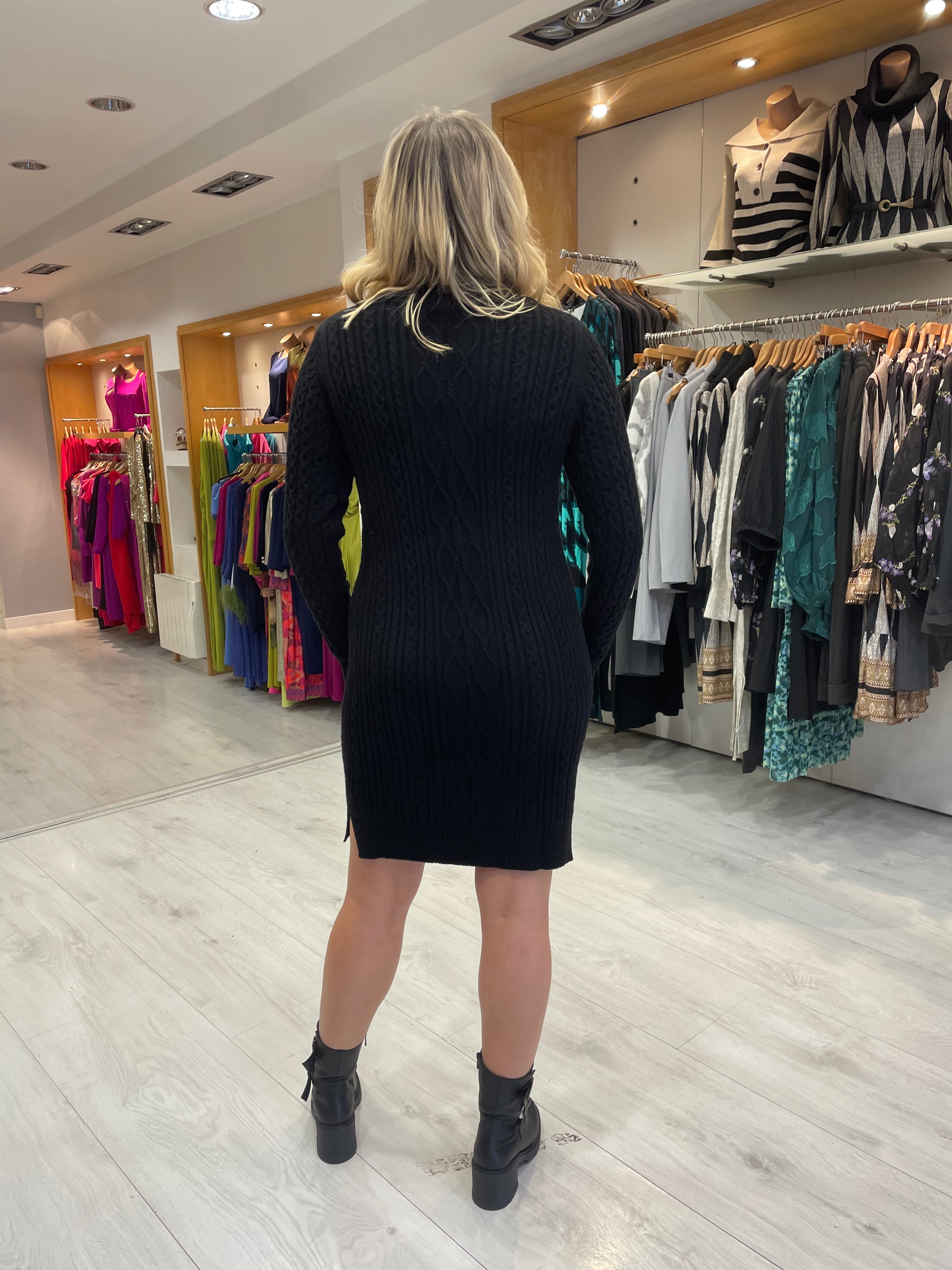 Smashed Lemon Black Polo Neck Dress