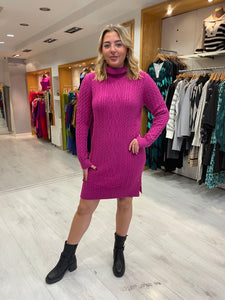 Smashed Lemon Fuchsia Polo Neck Dress