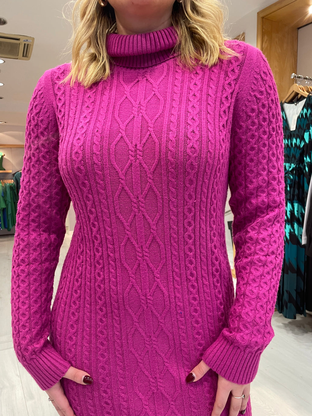 Smashed Lemon Fuchsia Polo Neck Dress