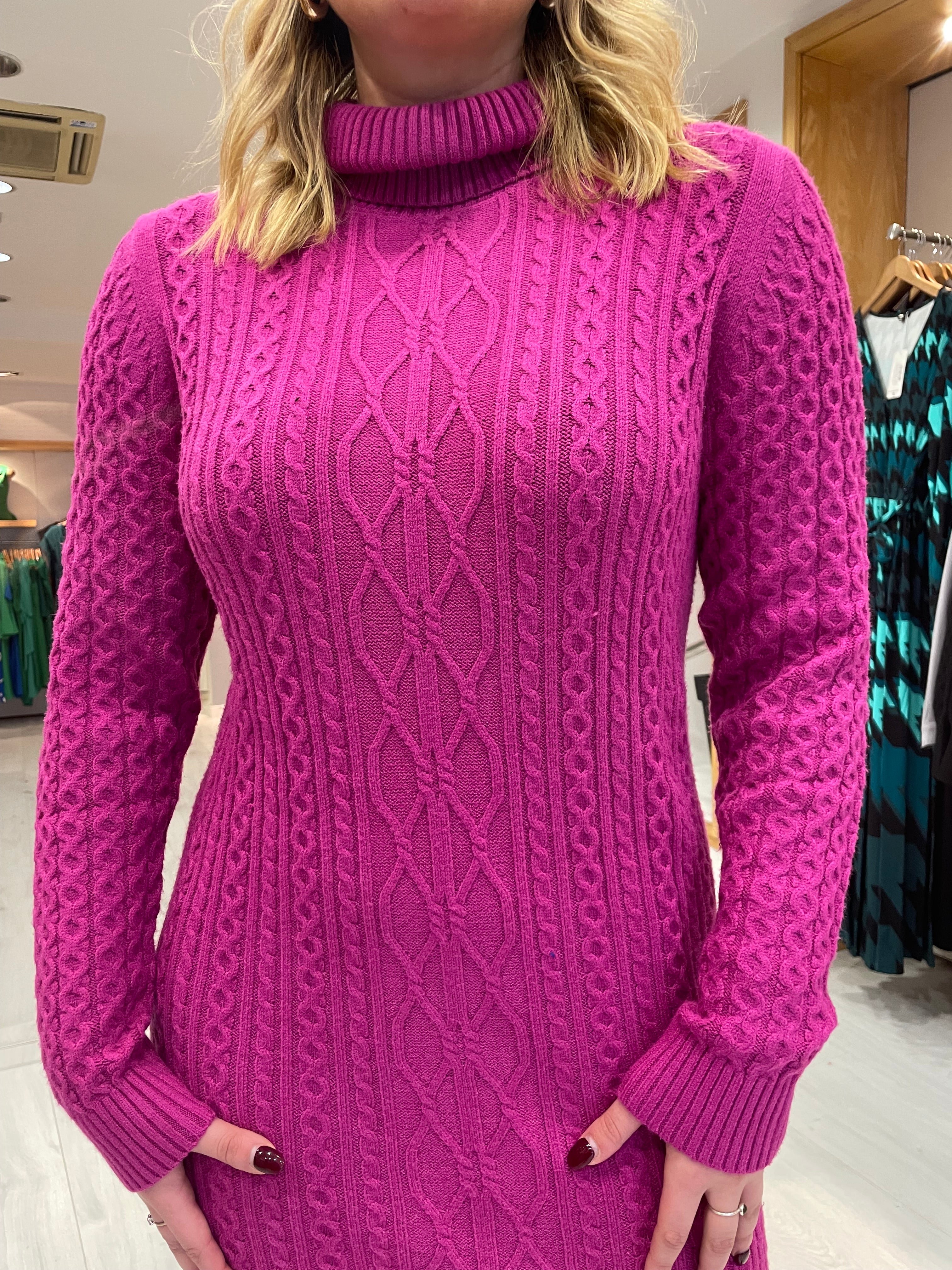 Smashed Lemon Fuchsia Polo Neck Dress