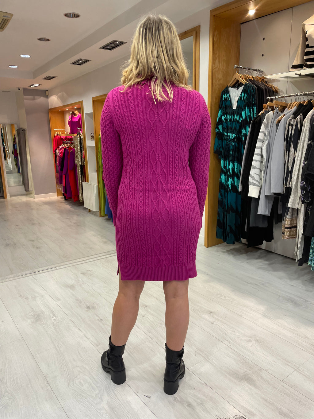 Smashed Lemon Fuchsia Polo Neck Dress
