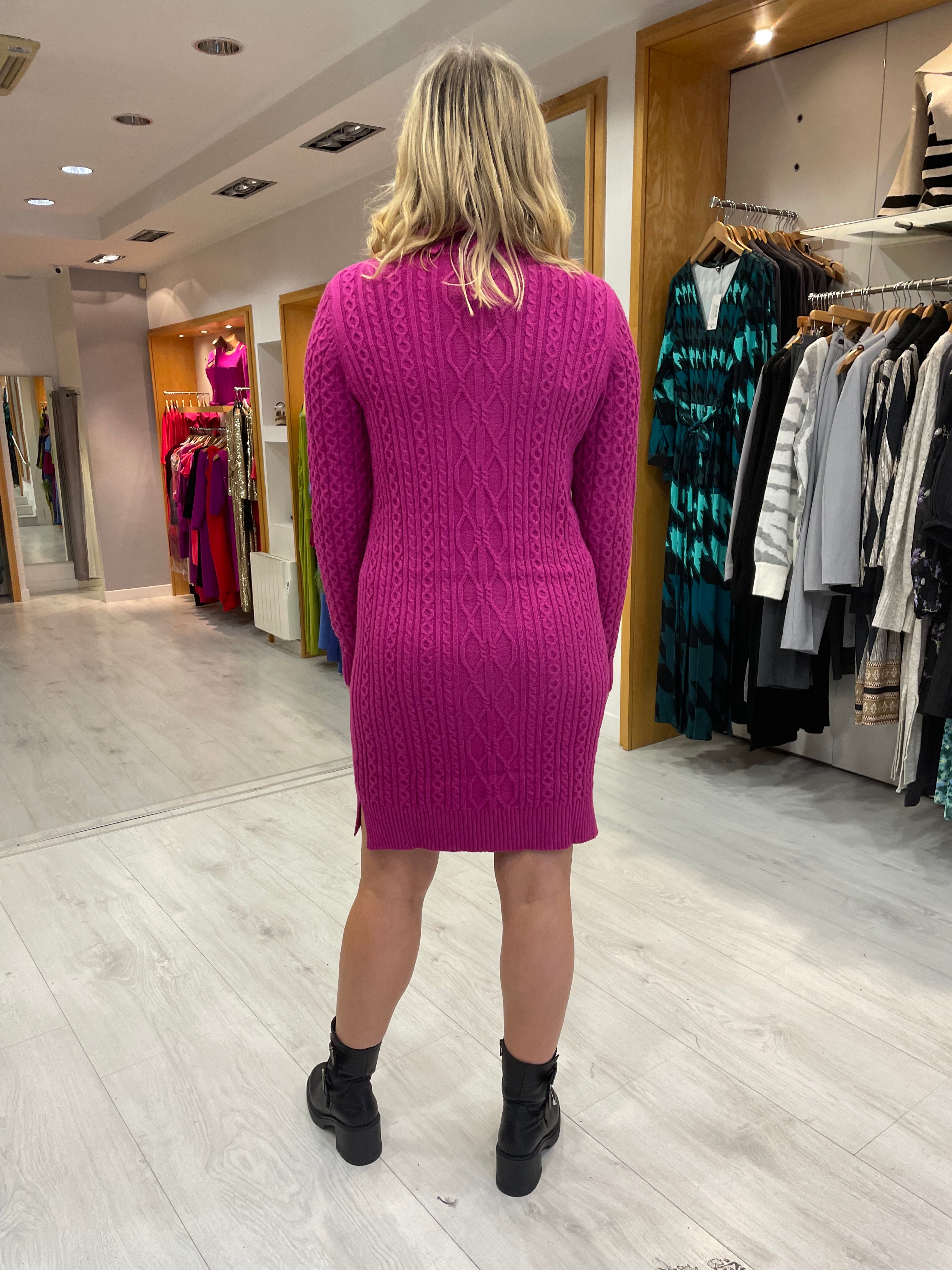 Smashed Lemon Fuchsia Polo Neck Dress