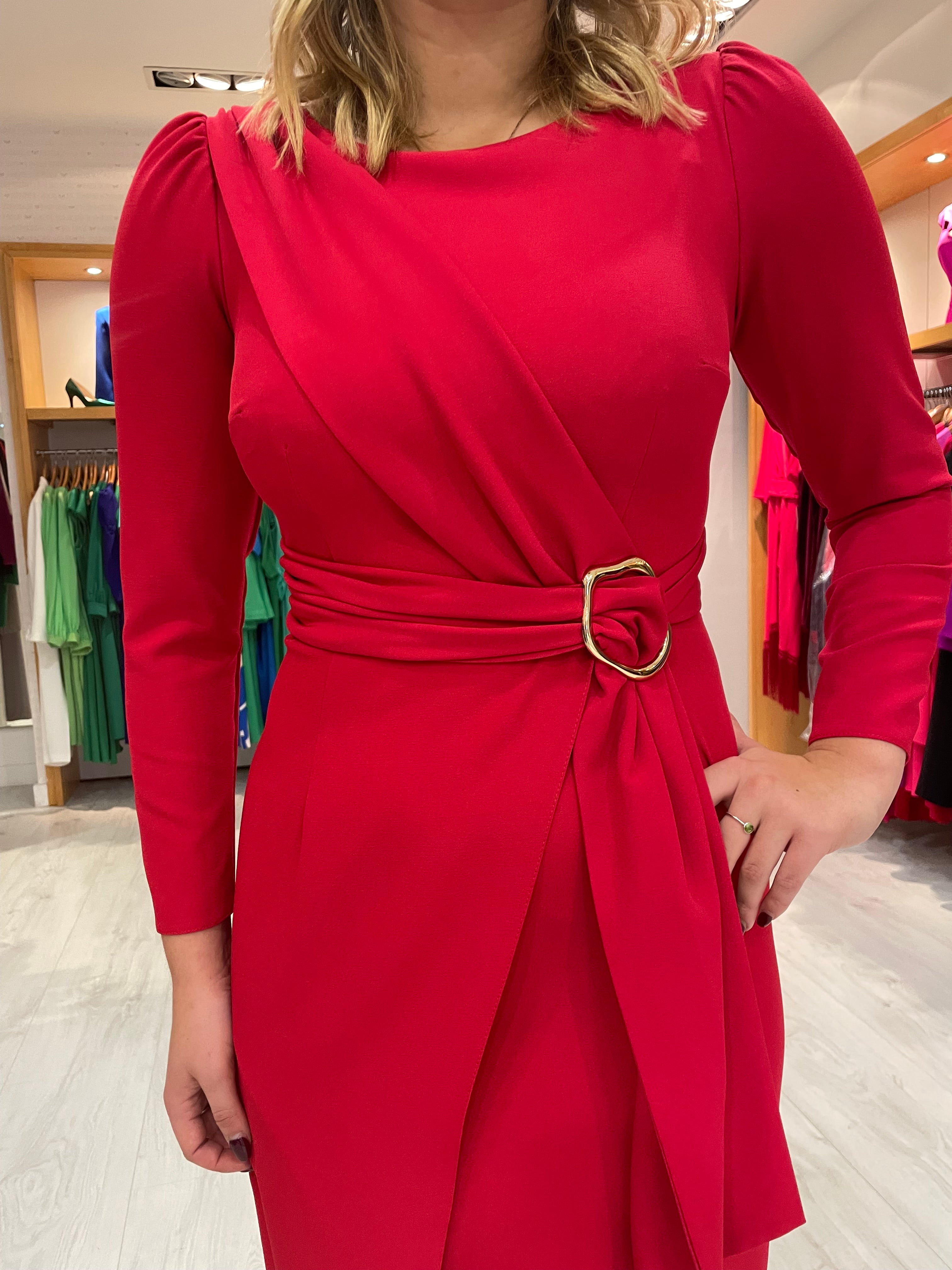 Olimara Red Ruche Dress