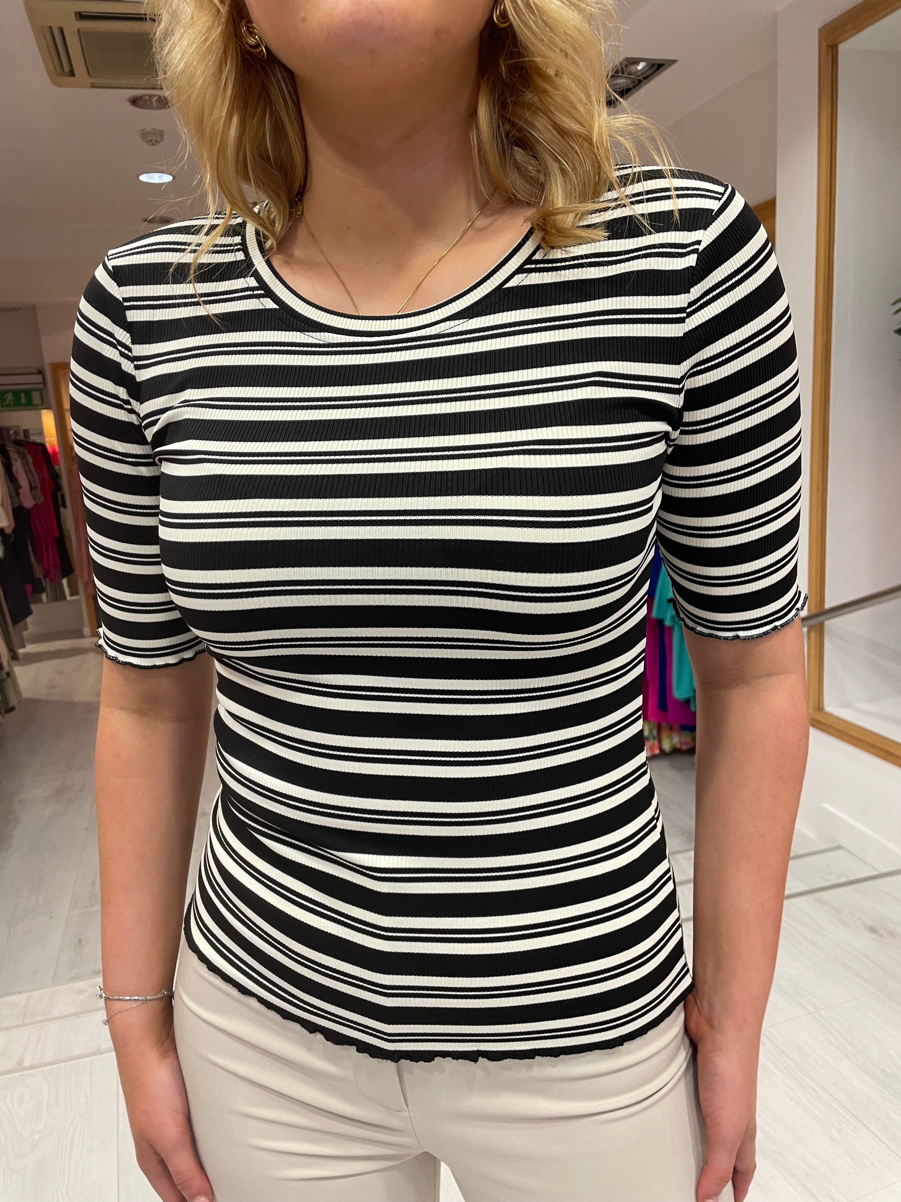 Numph Black Stripe Top