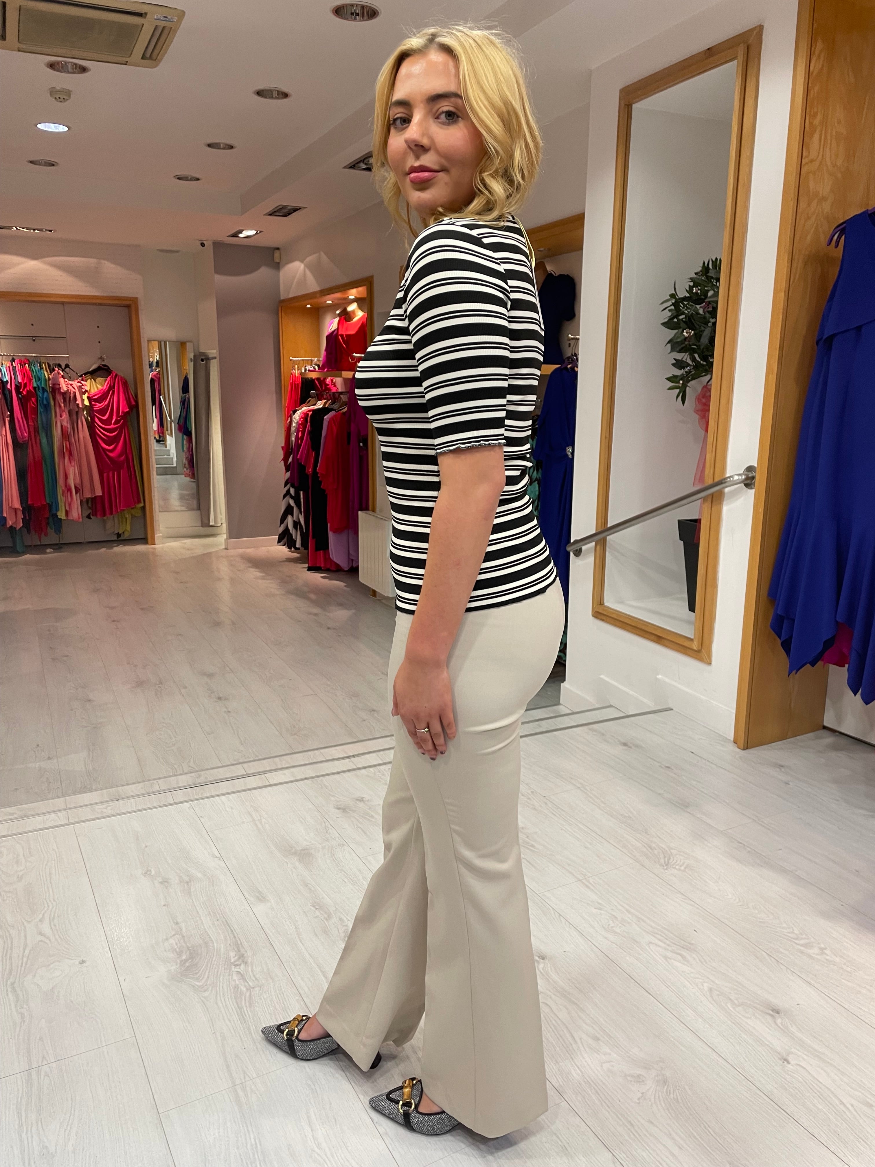 Numph Black Stripe Top