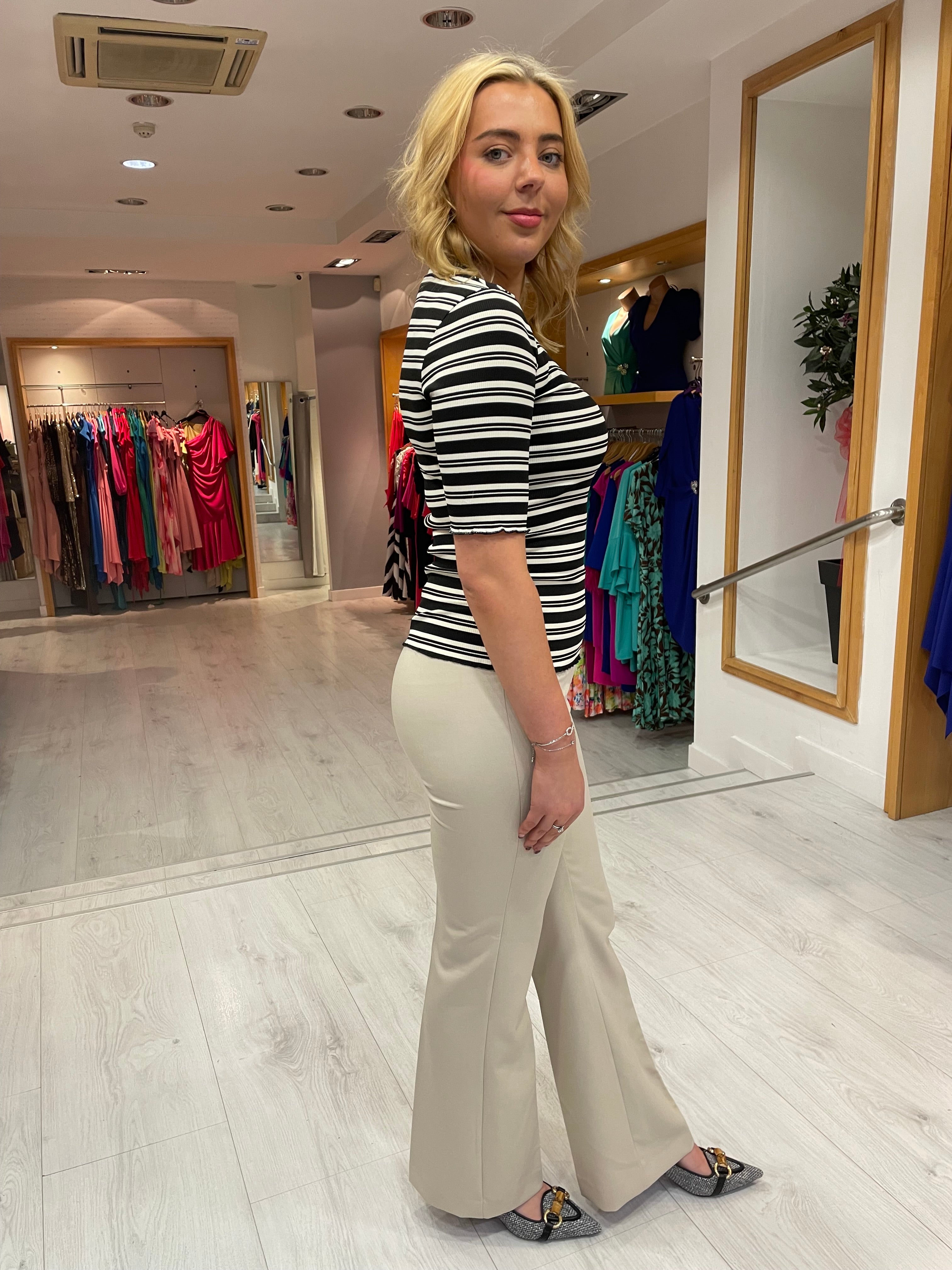 Numph Black Stripe Top
