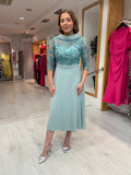 Moncho Heredia Turquoise Chiffon Dress