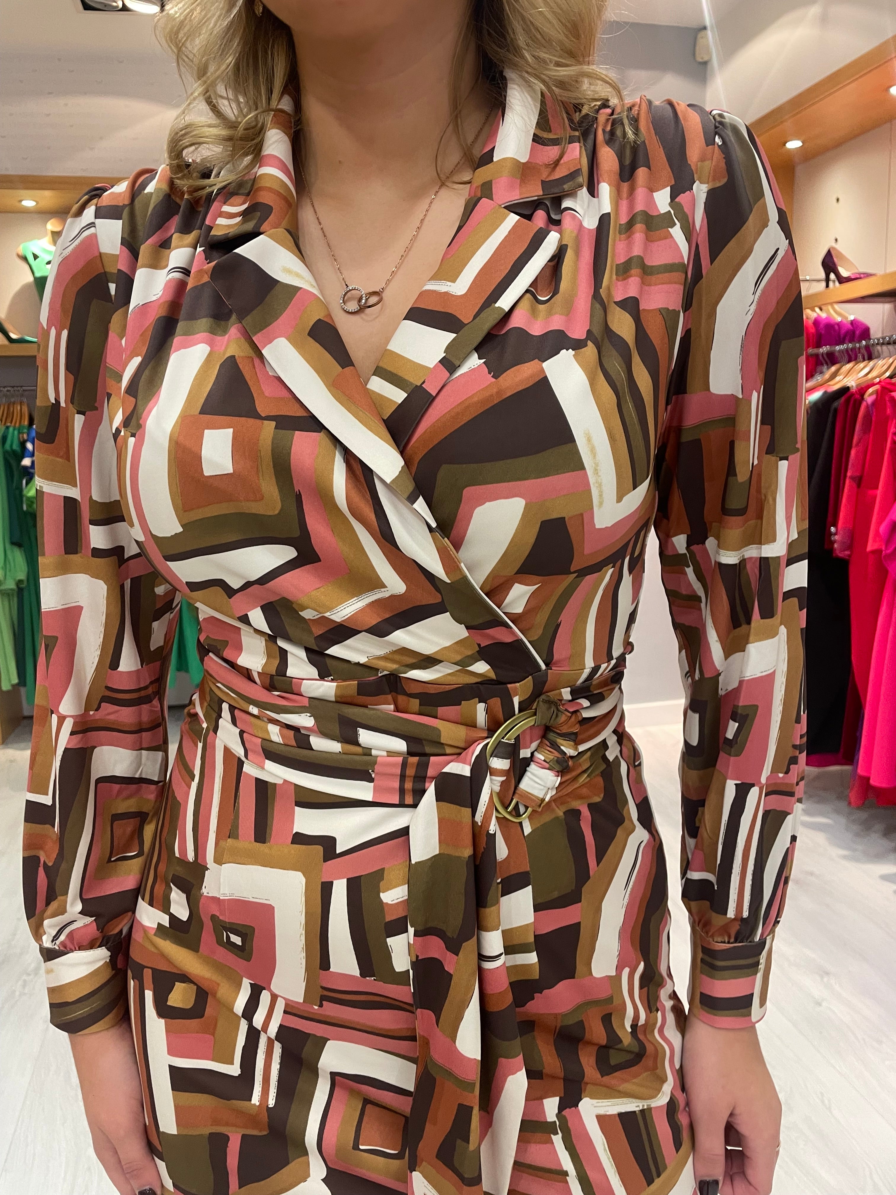 K Design Belt Print Dress