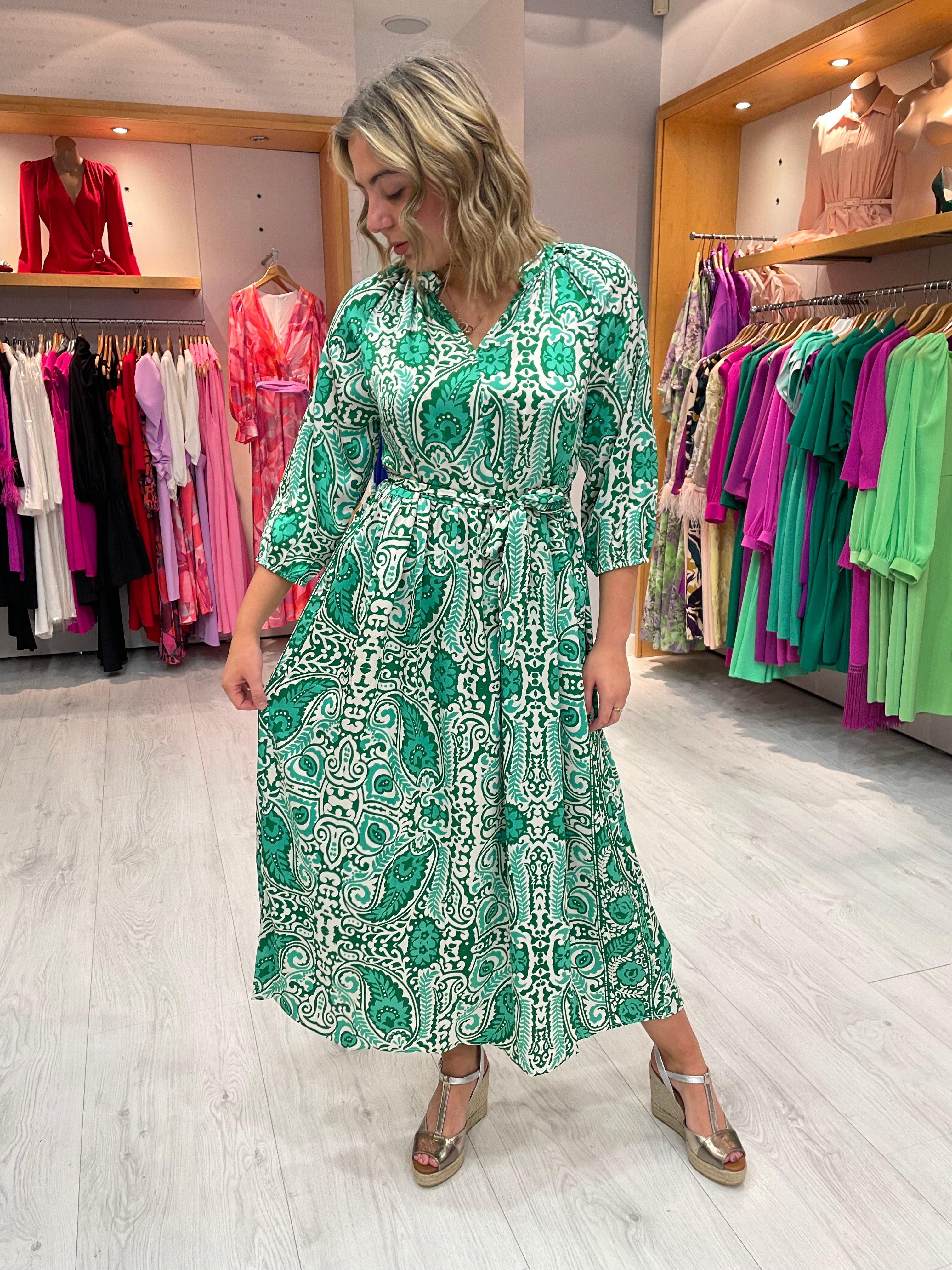 Smashed Lemon Green Print Dress