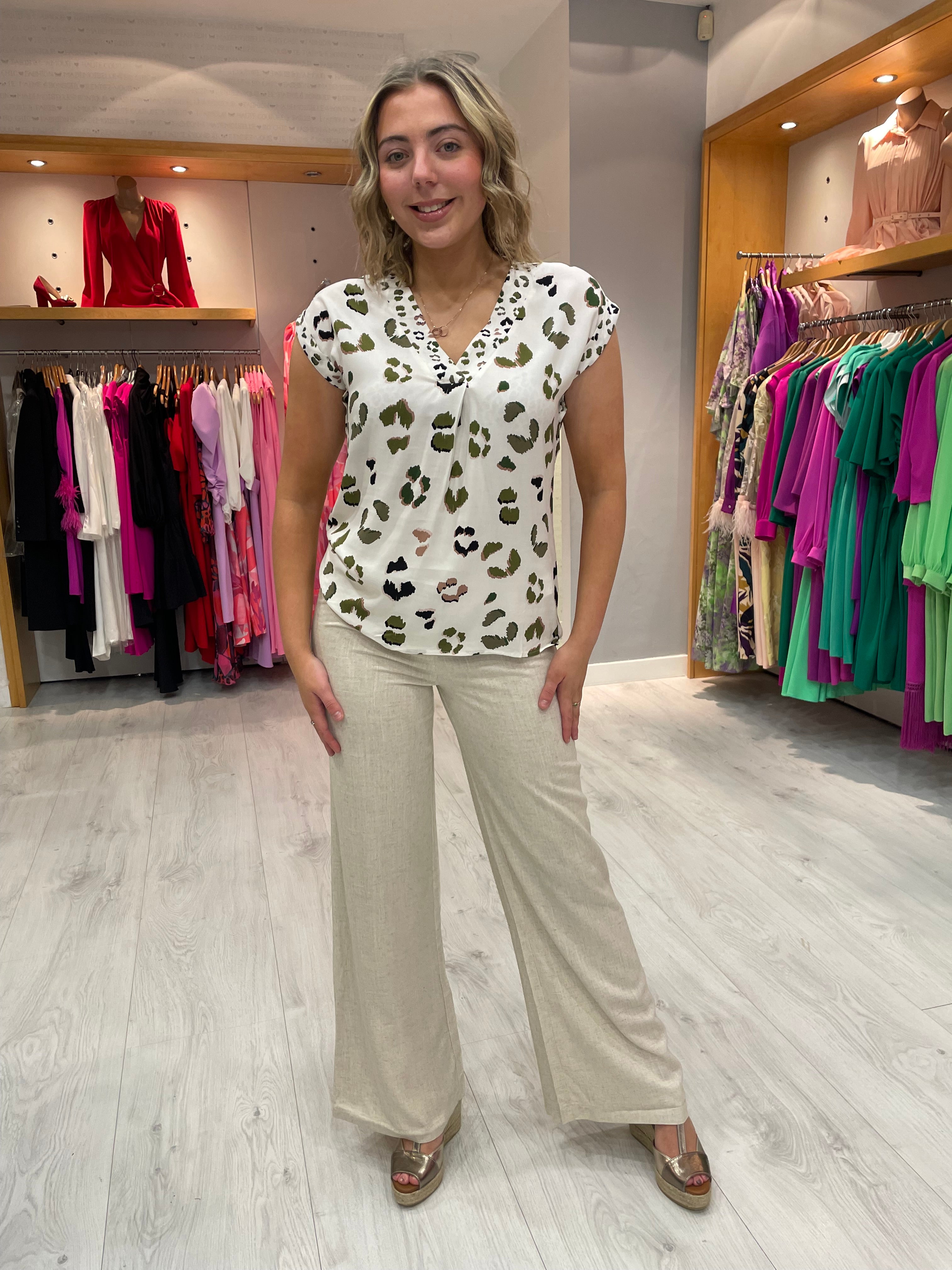 Smashed Lemon Sand Linen look Trousers