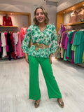 Smashed Lemon Green Linen Look Trousers