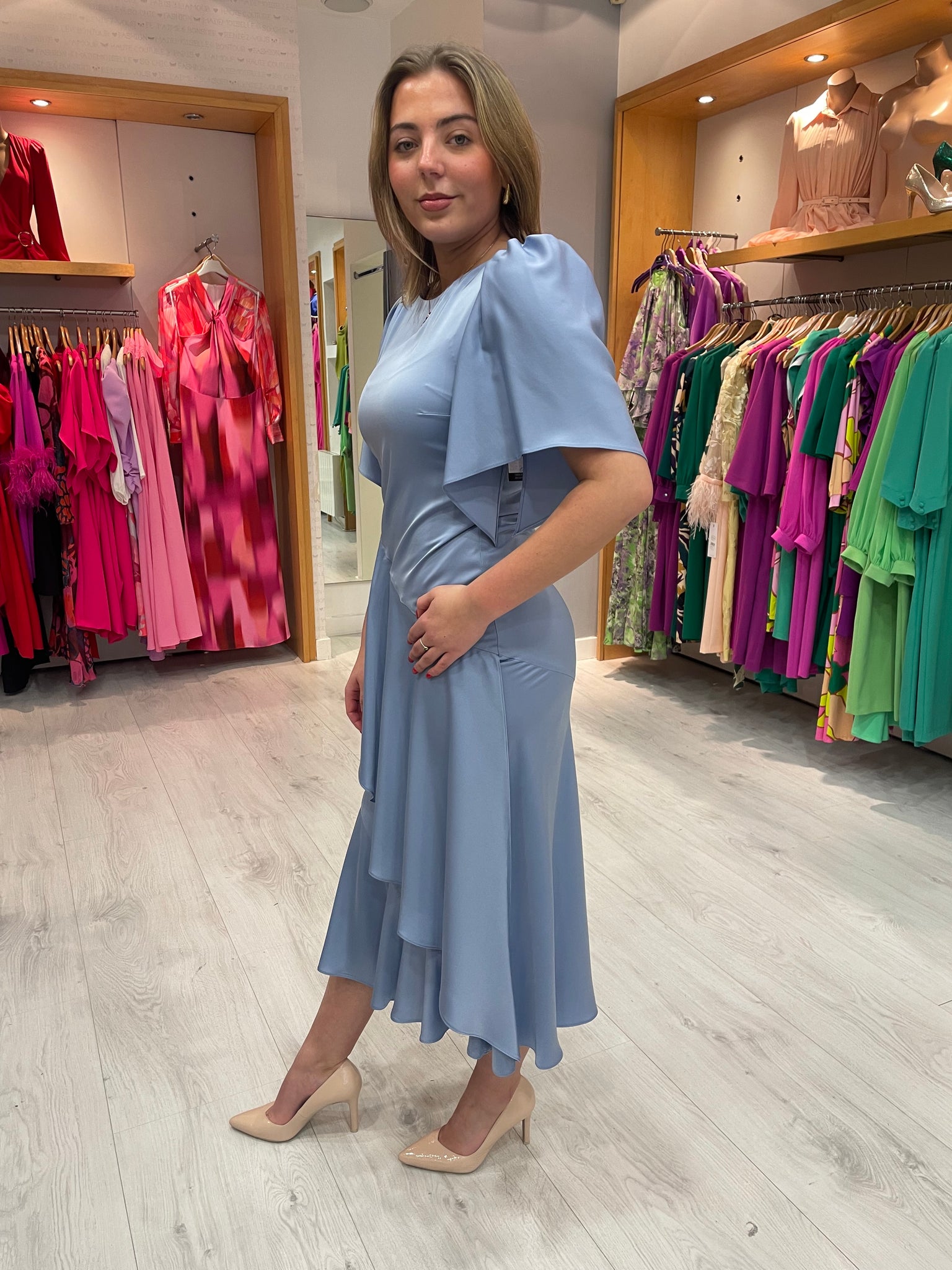 Rolemode Blue satin Frill Dress