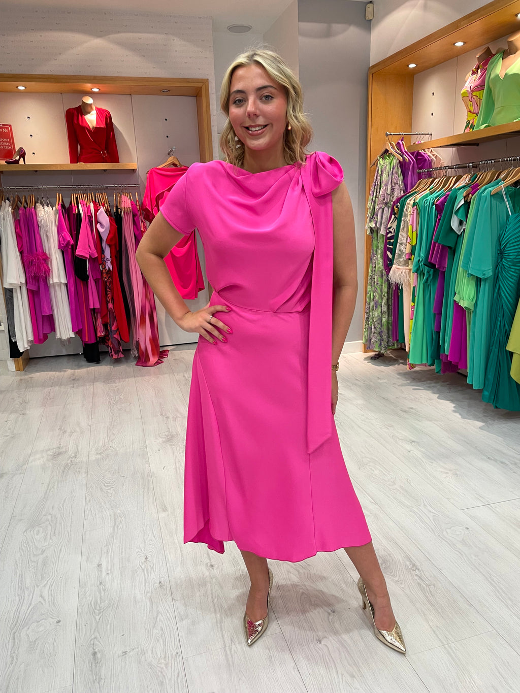 Kevan Jon Pink Didi Drape Dress