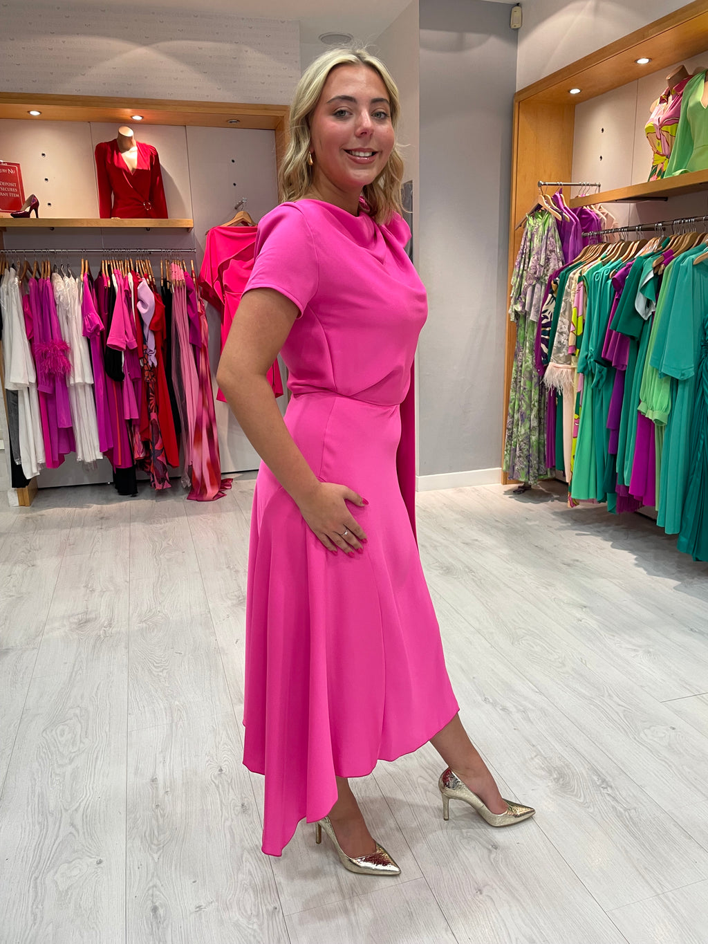 Kevan Jon Pink Didi Drape Dress