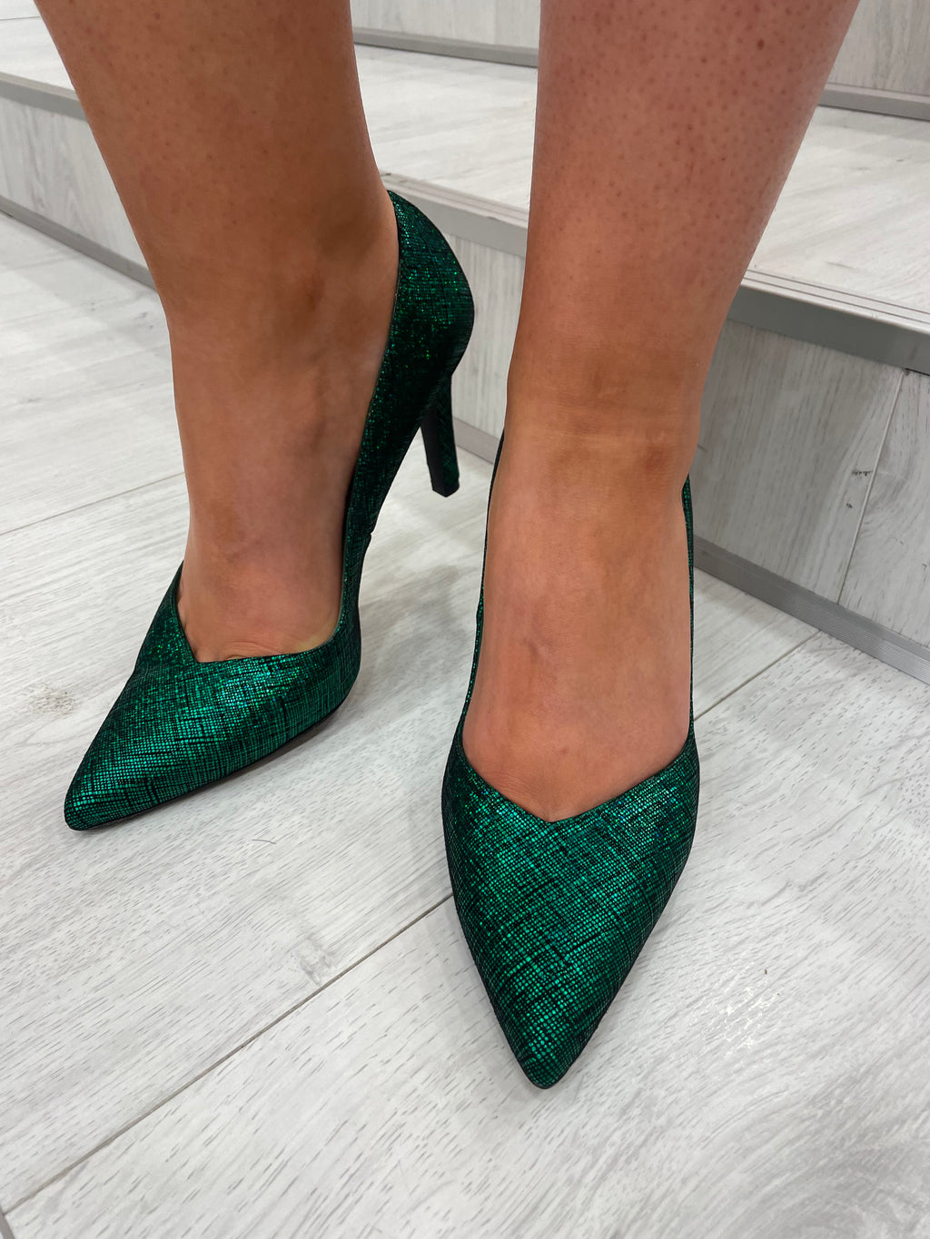 Lodi Green Glitter Court Heels