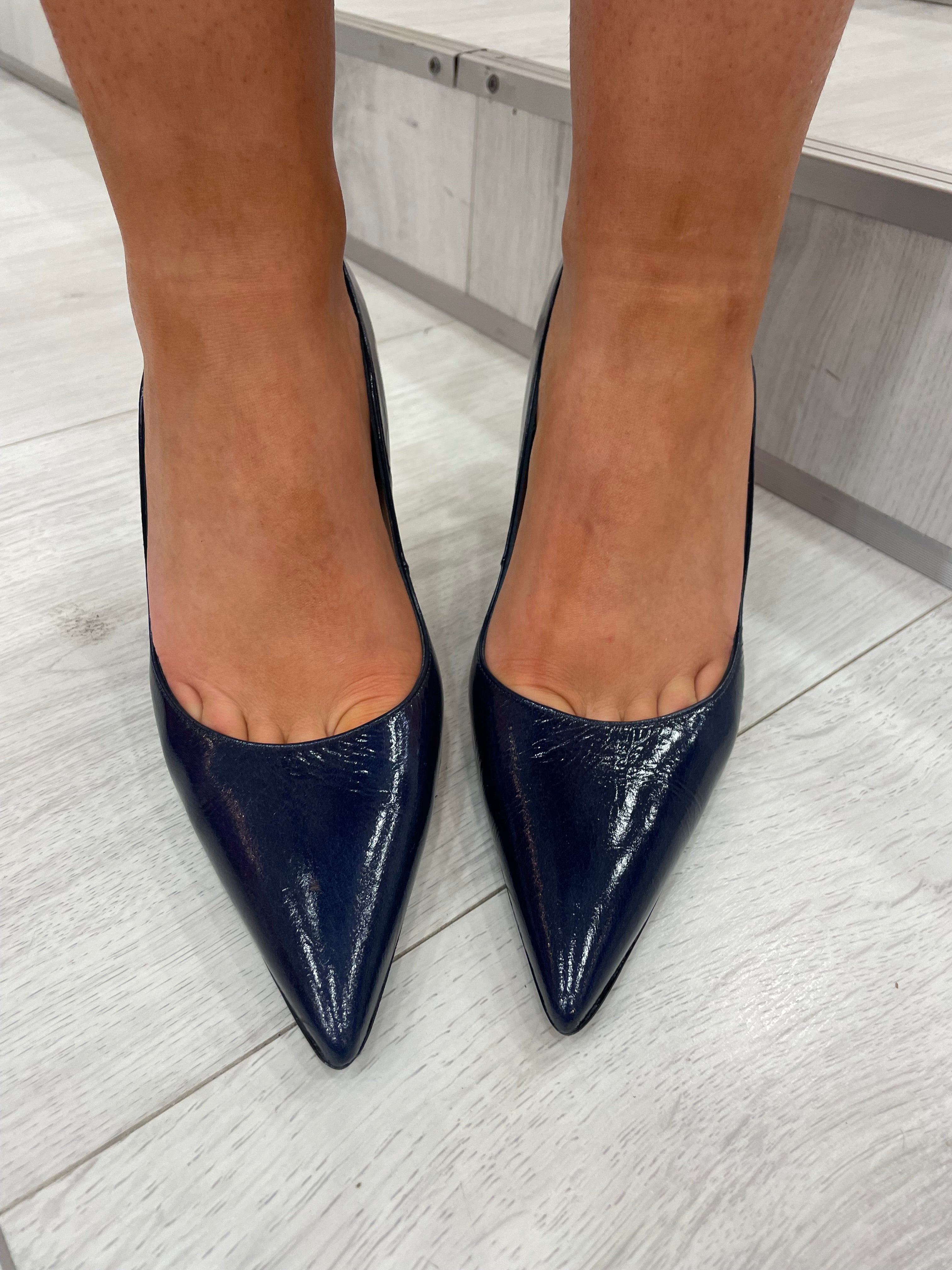 Lodi Navy Leather Court Heel