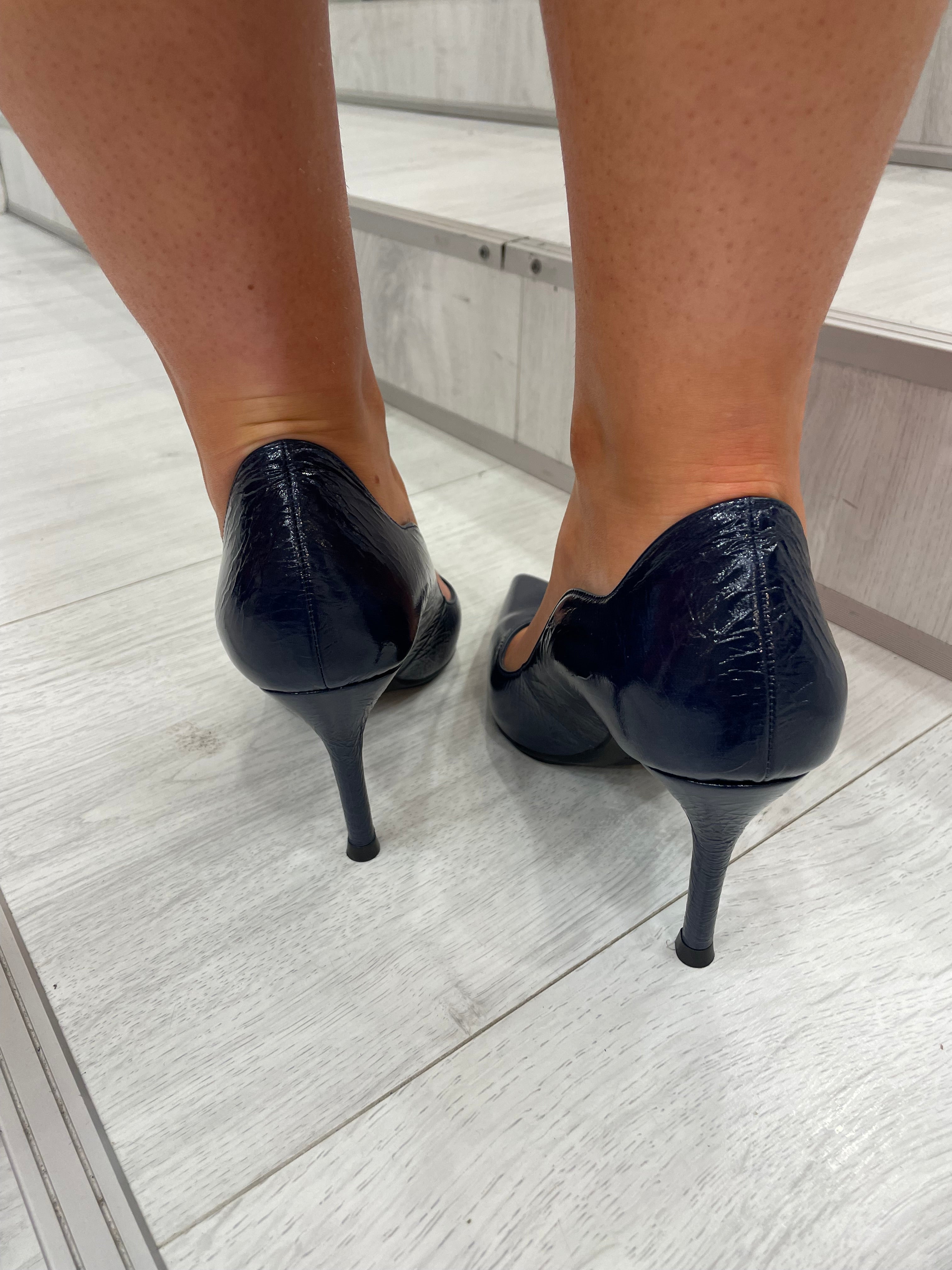 Lodi Navy Leather Court Heel