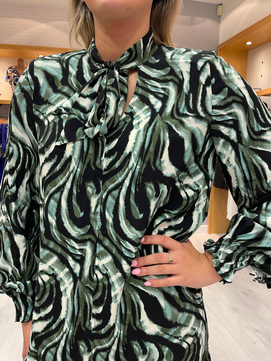 Soaked in Luxury Green Swirl Dress