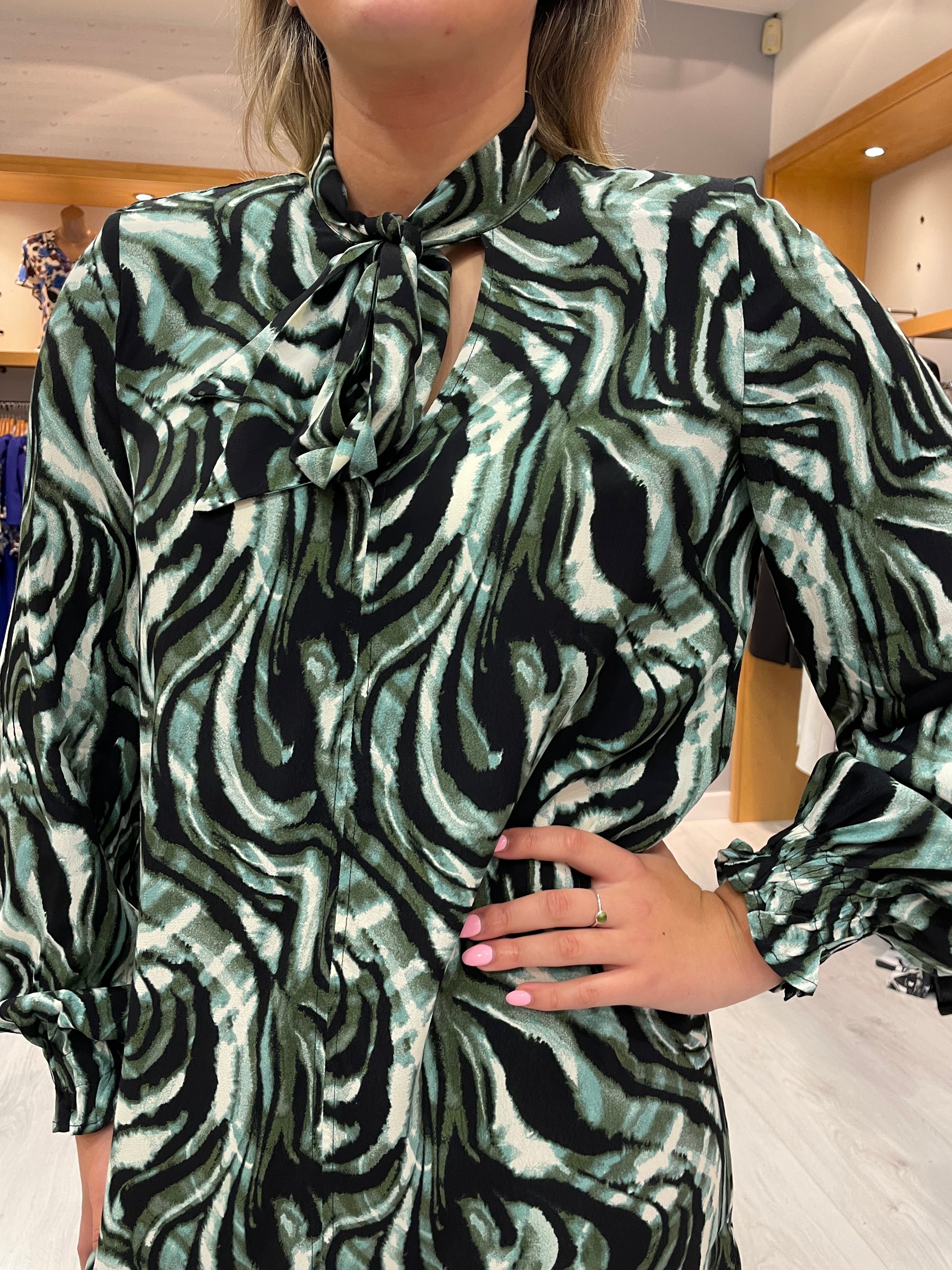 Soaked in Luxury Green Swirl Dress