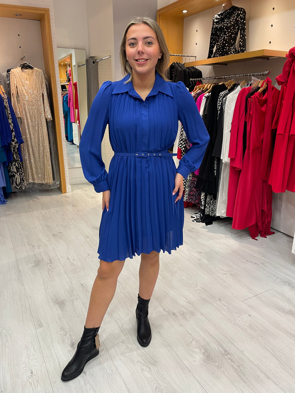 Arggido Blue Pleat Dress