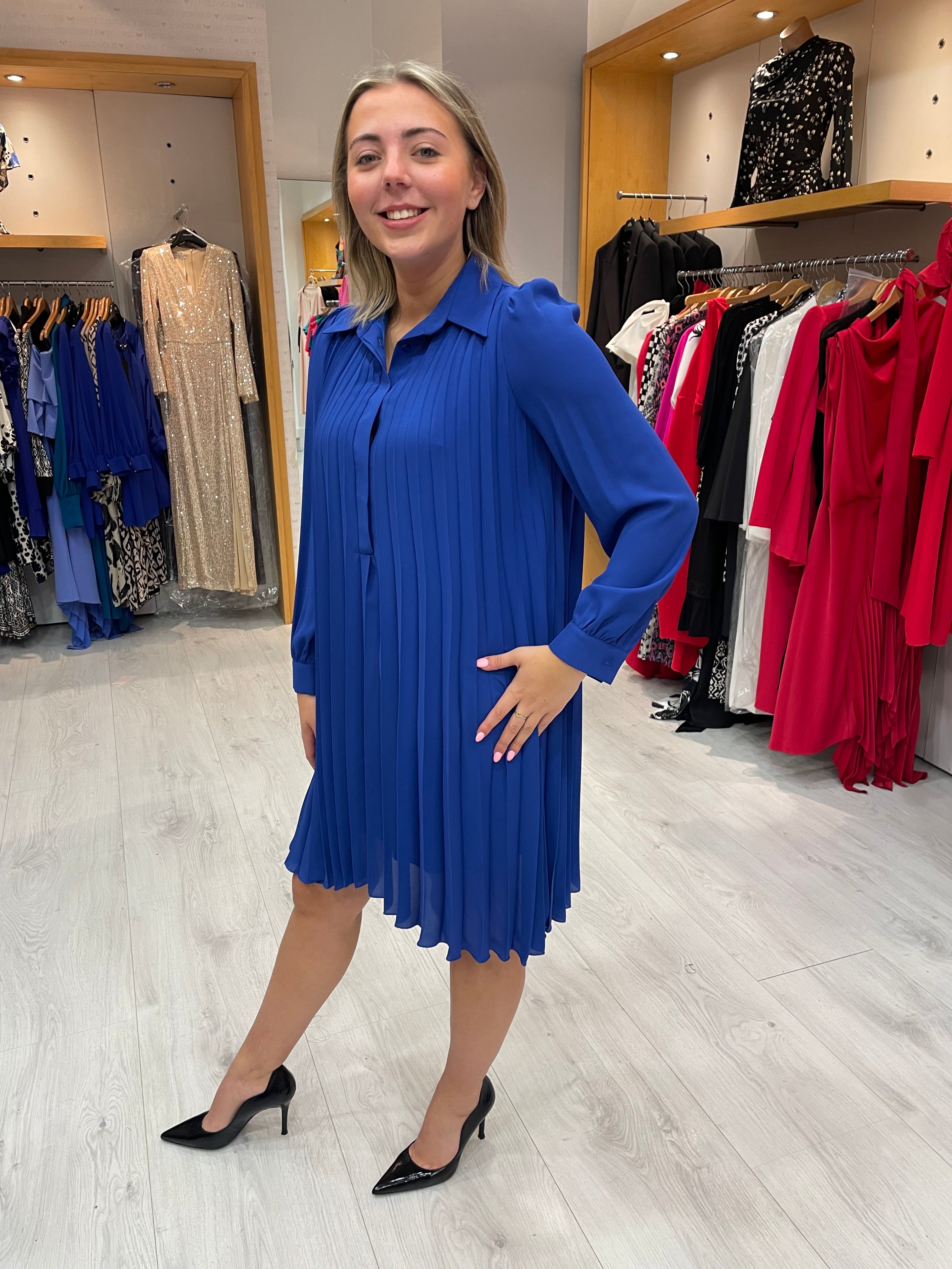 Arggido Blue Pleat Dress