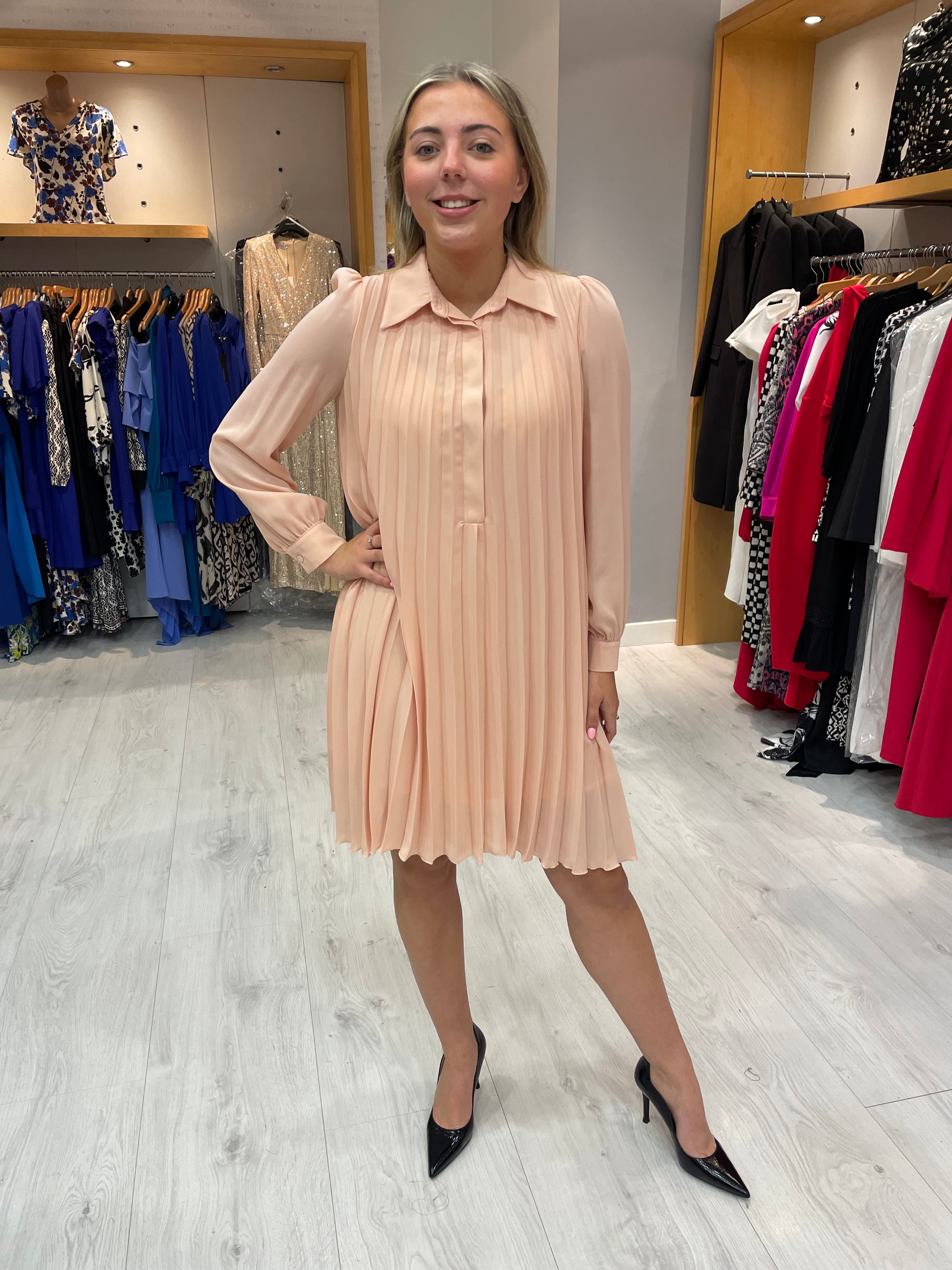 Arggido Peach Pleat Dress