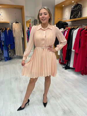 Arggido Peach Pleat Dress