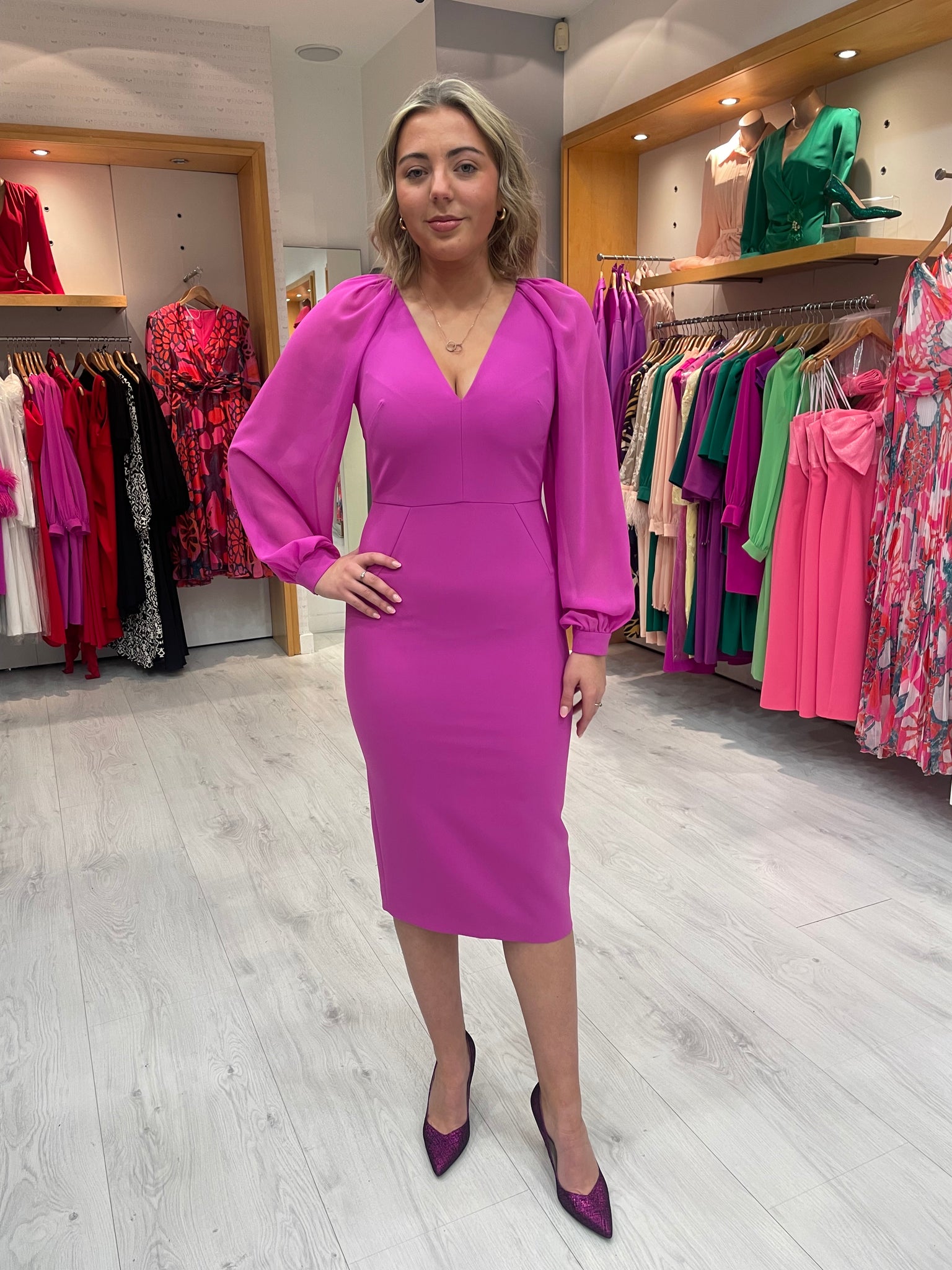Carla Ruiz Fuchsia Dress Carla Ruiz Fushia Dress – Ruby Nu Boutique