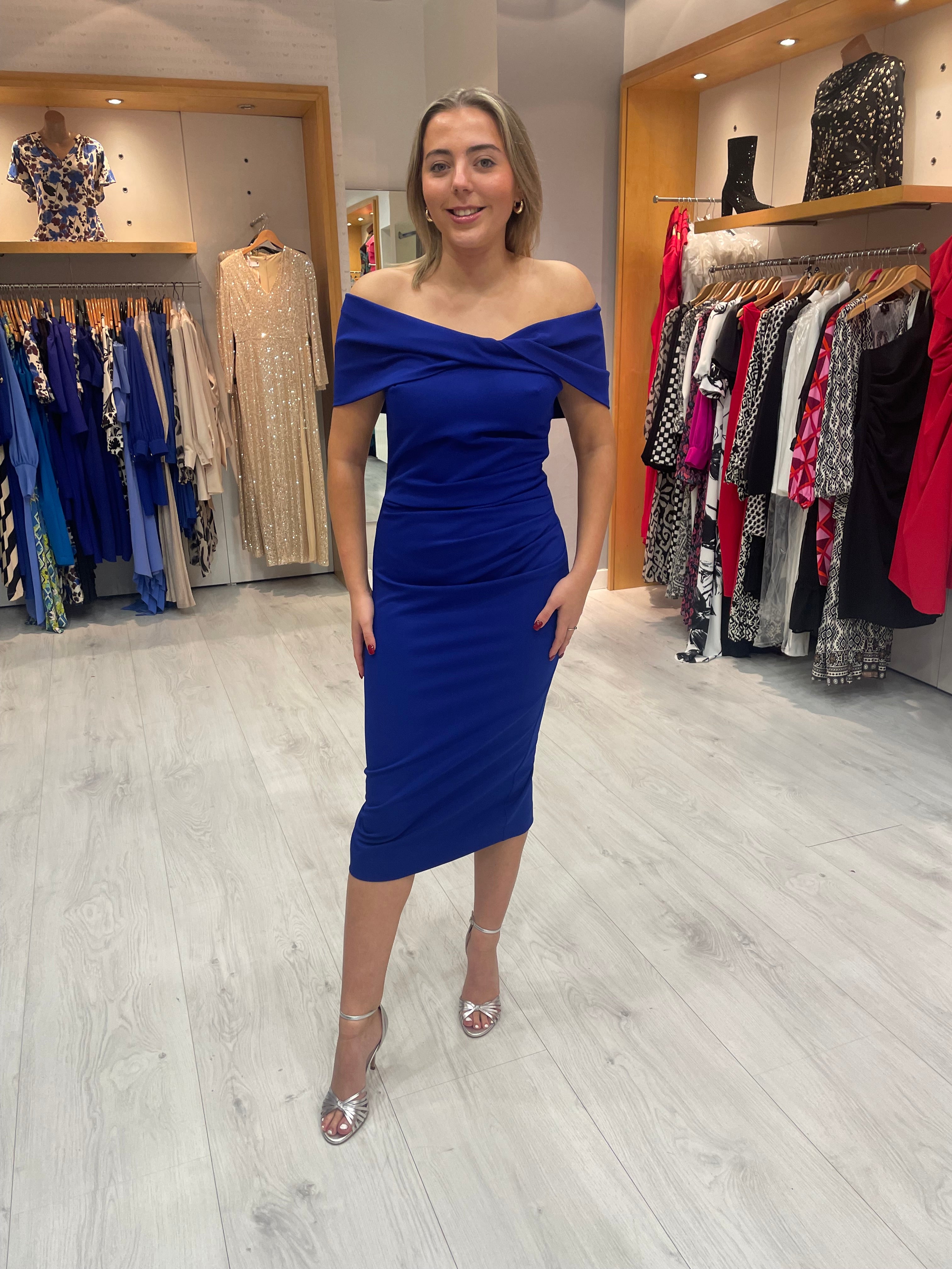 Kevan Jon Kacey Twist Knee Dress in Royal