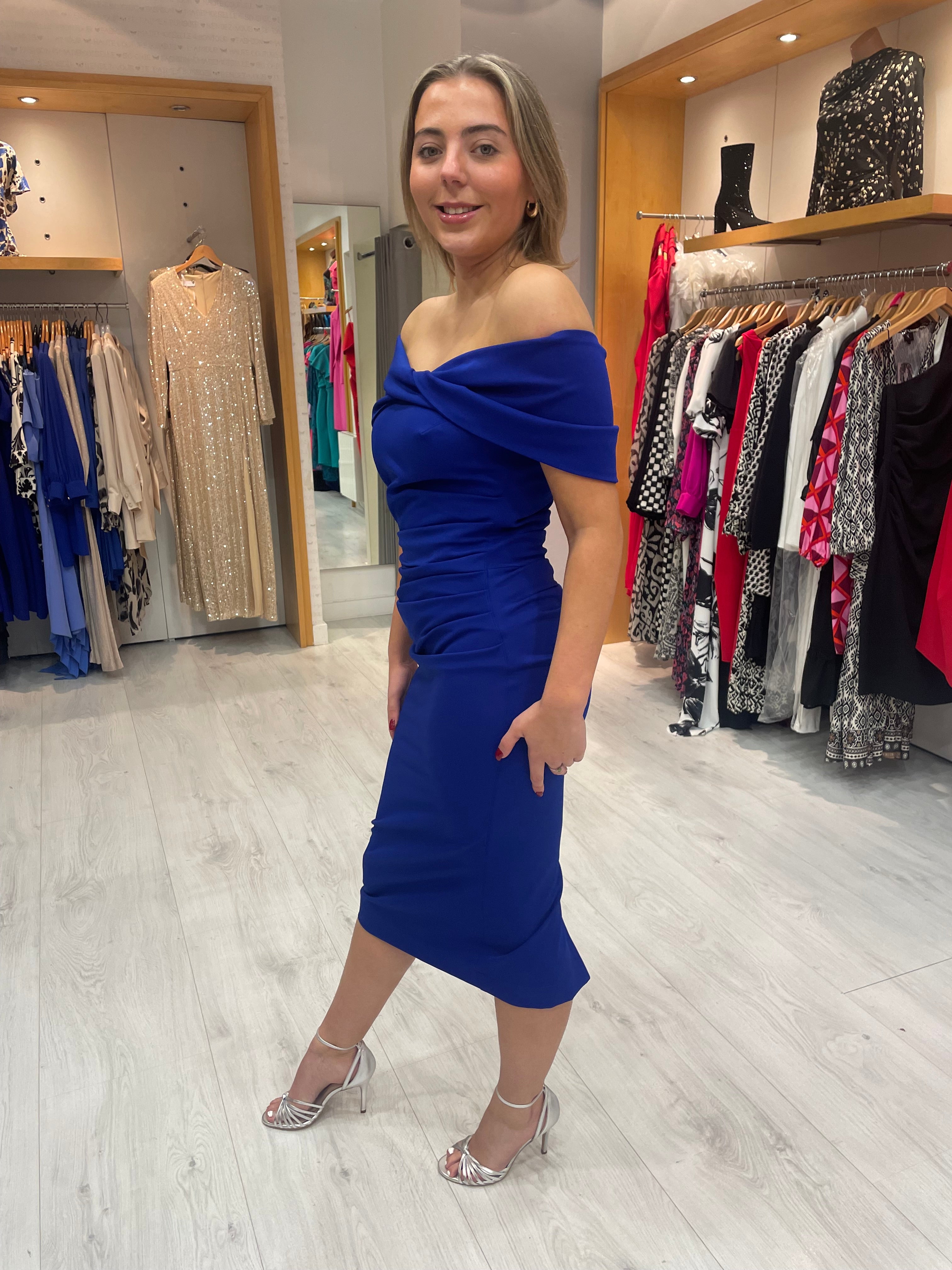 Kevan Jon Kacey Twist Knee Dress in Royal