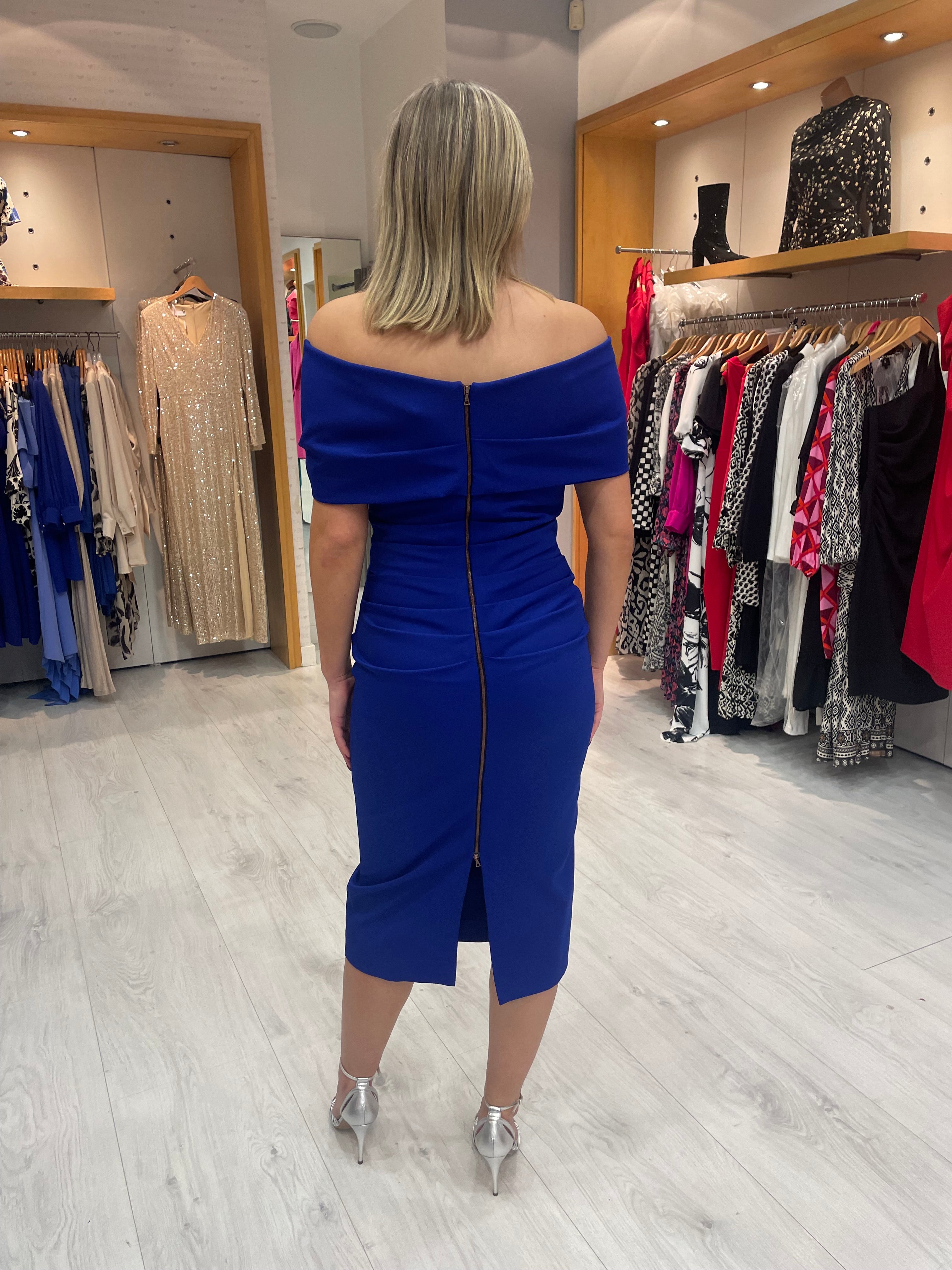 Kevan Jon Kacey Twist Knee Dress in Royal