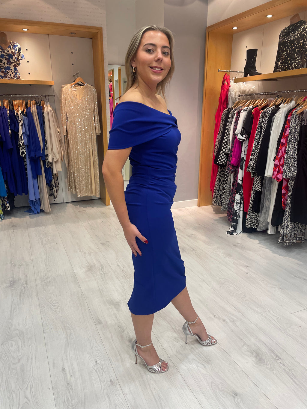 Kevan Jon Kacey Twist Knee Dress in Royal