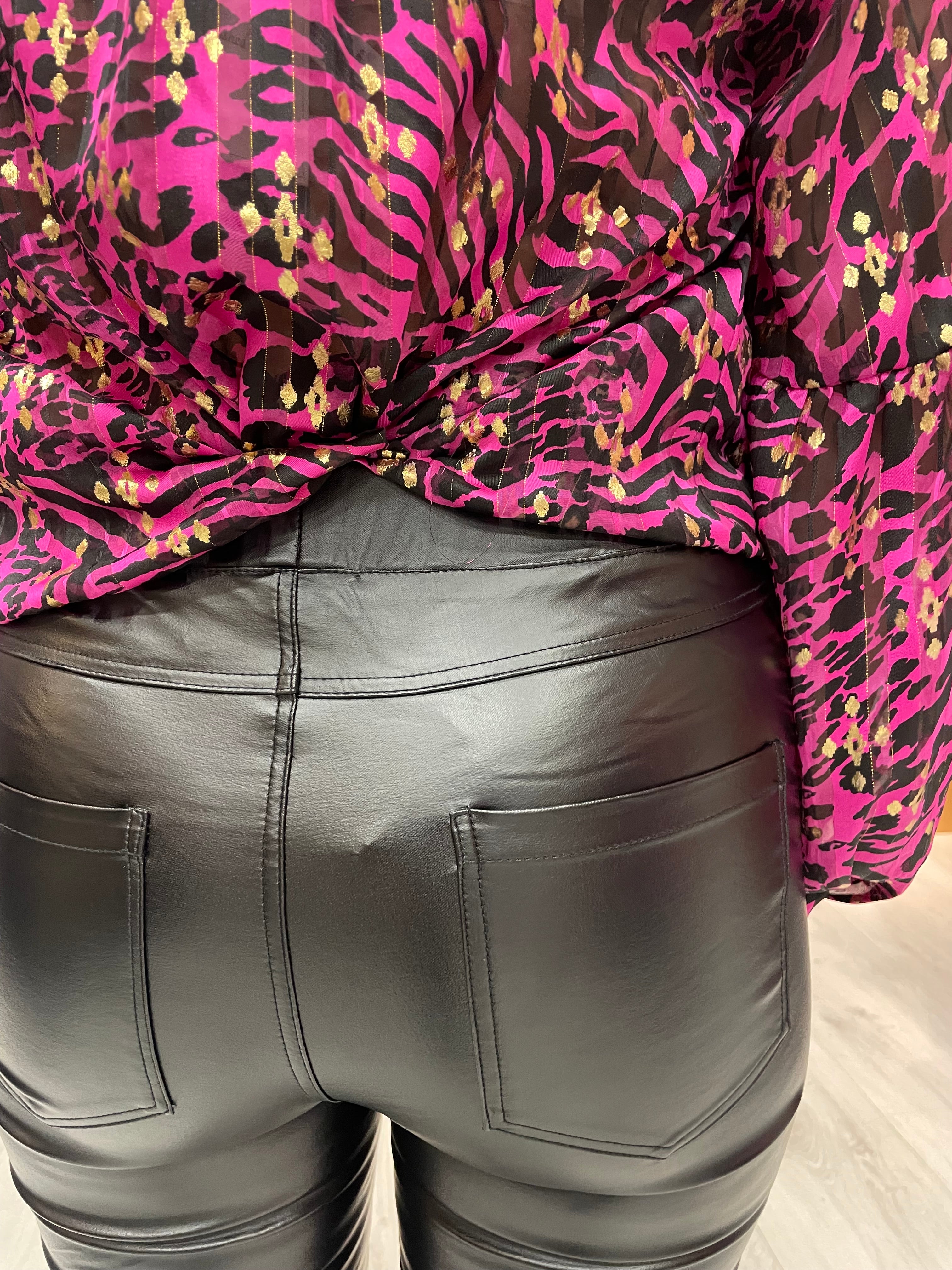 Kaffe Black Straight Leather Pants