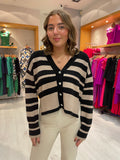 St Tropez Black and Sand Stripe Cardigan