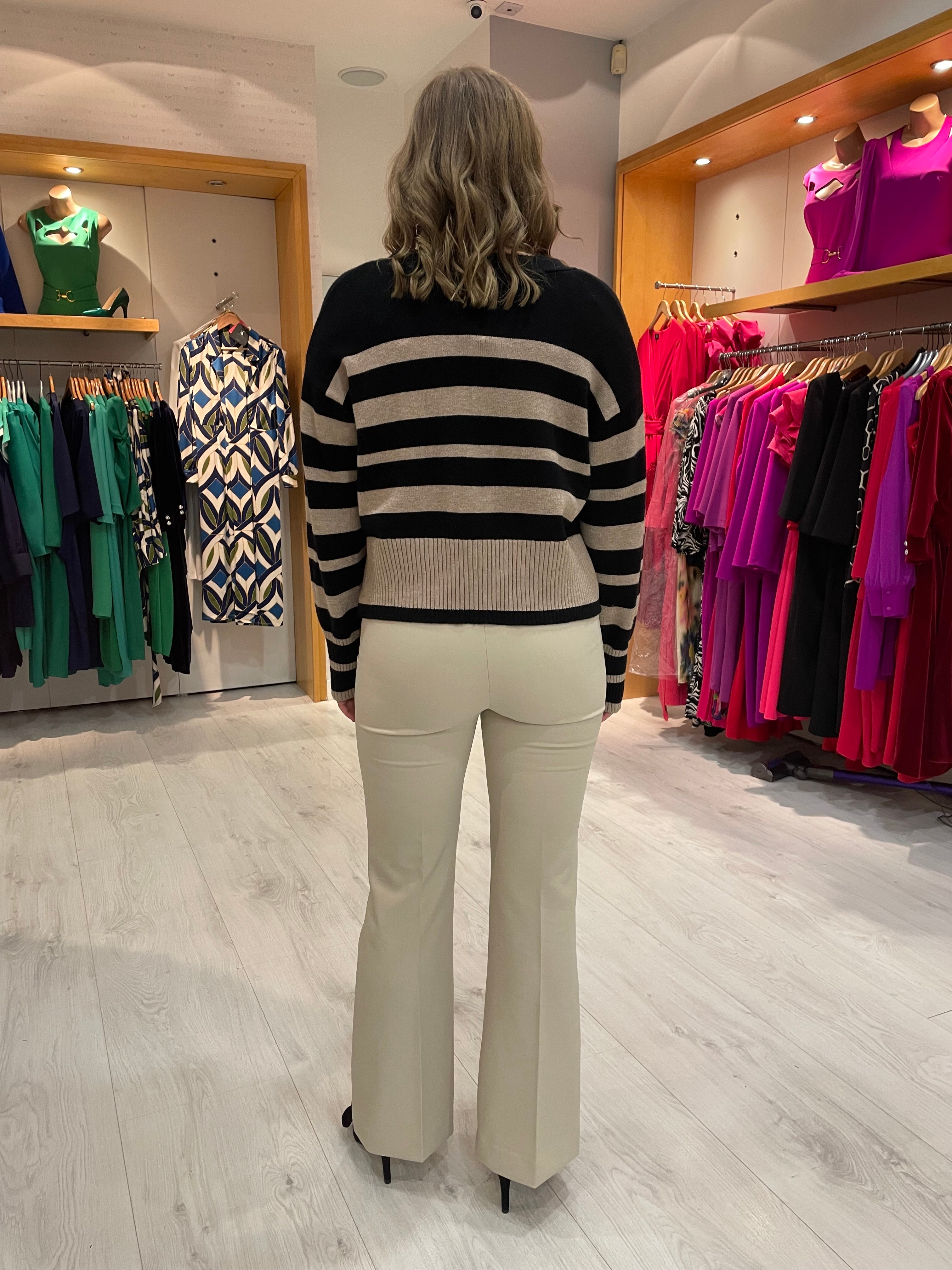 St Tropez Black and Sand Stripe Cardigan
