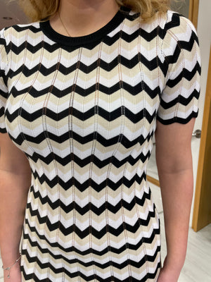 Smashed Lemon Knit Zig Zag Knit White Dress
