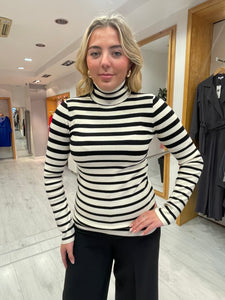 Soaked In Luxury Stripe Polo Neck Knit