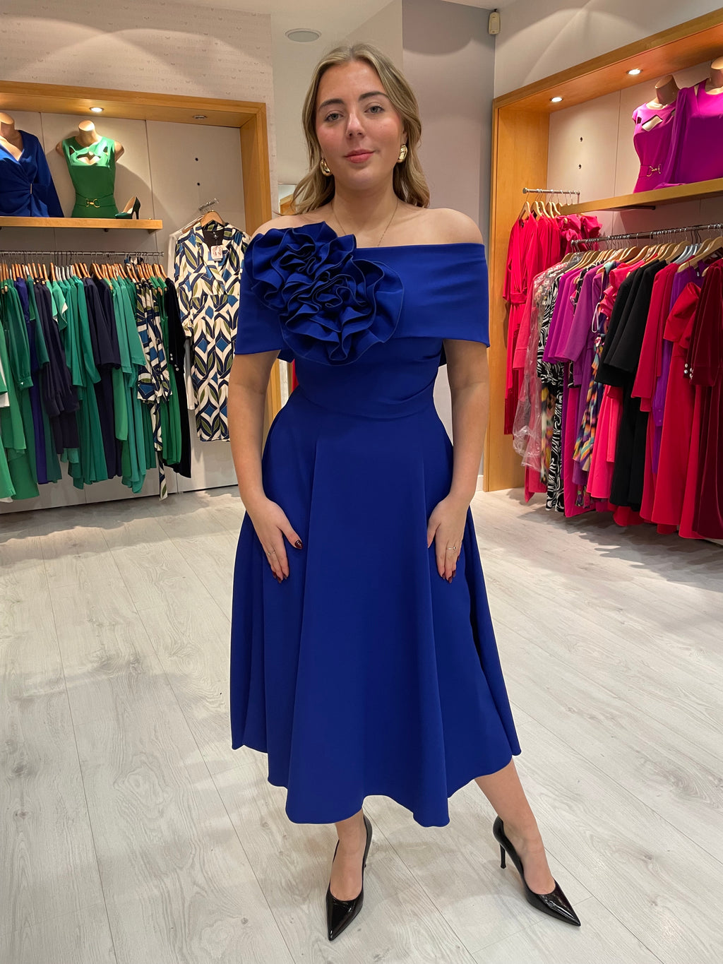 Kevan Jon Blue Kyoto Flare Dress