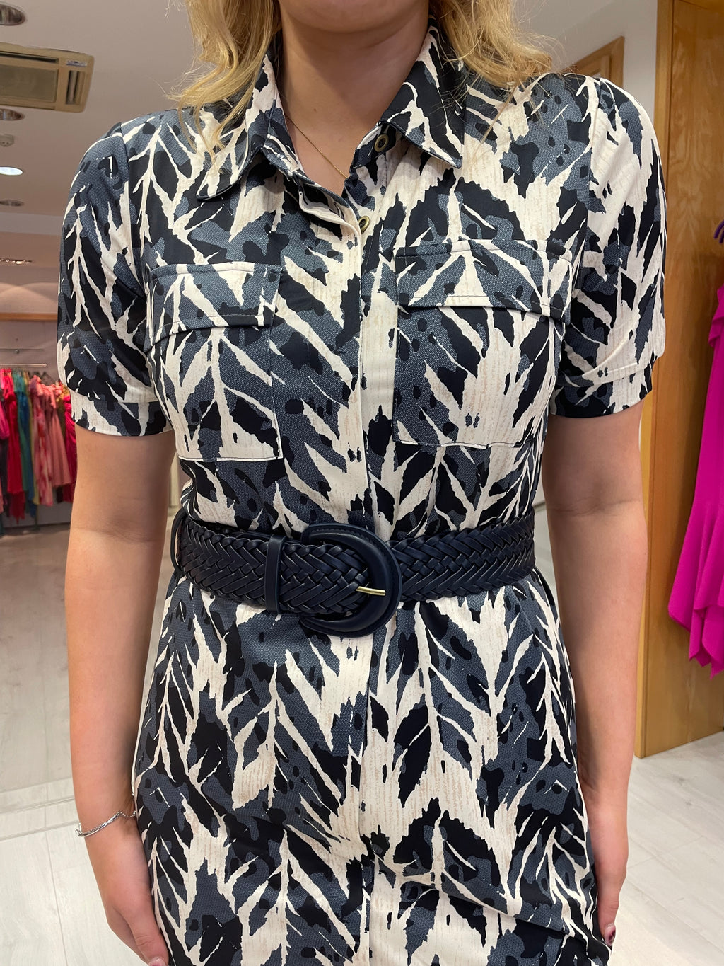 K Design Navy Blue Print Dress